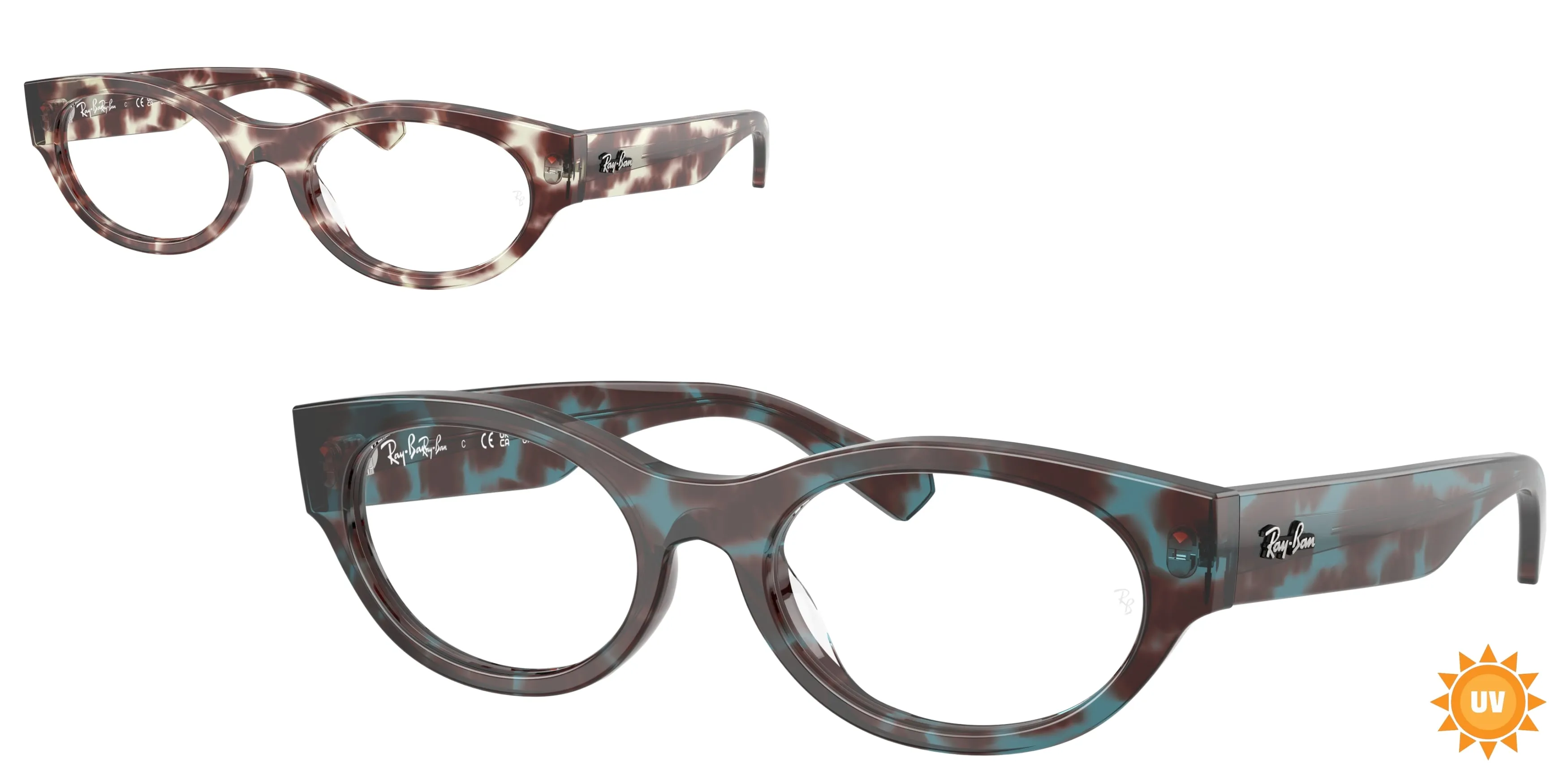Ray - Ban RX5447 8458 Montature da vista Acetato Blu Trasparente Rotonda Normale - immagine 1