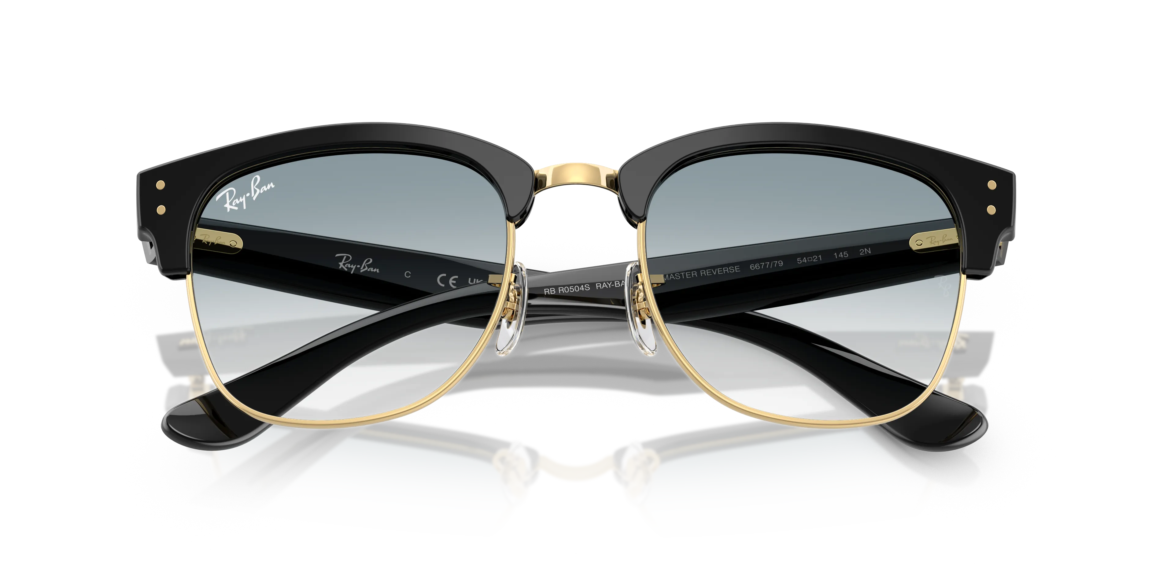 Ray - Ban RBR0504S CLUBMASTER REVERSE 667779 Occhiali da sole Acetato Nero Blu Squadrata Normale Sfumato - immagine 2