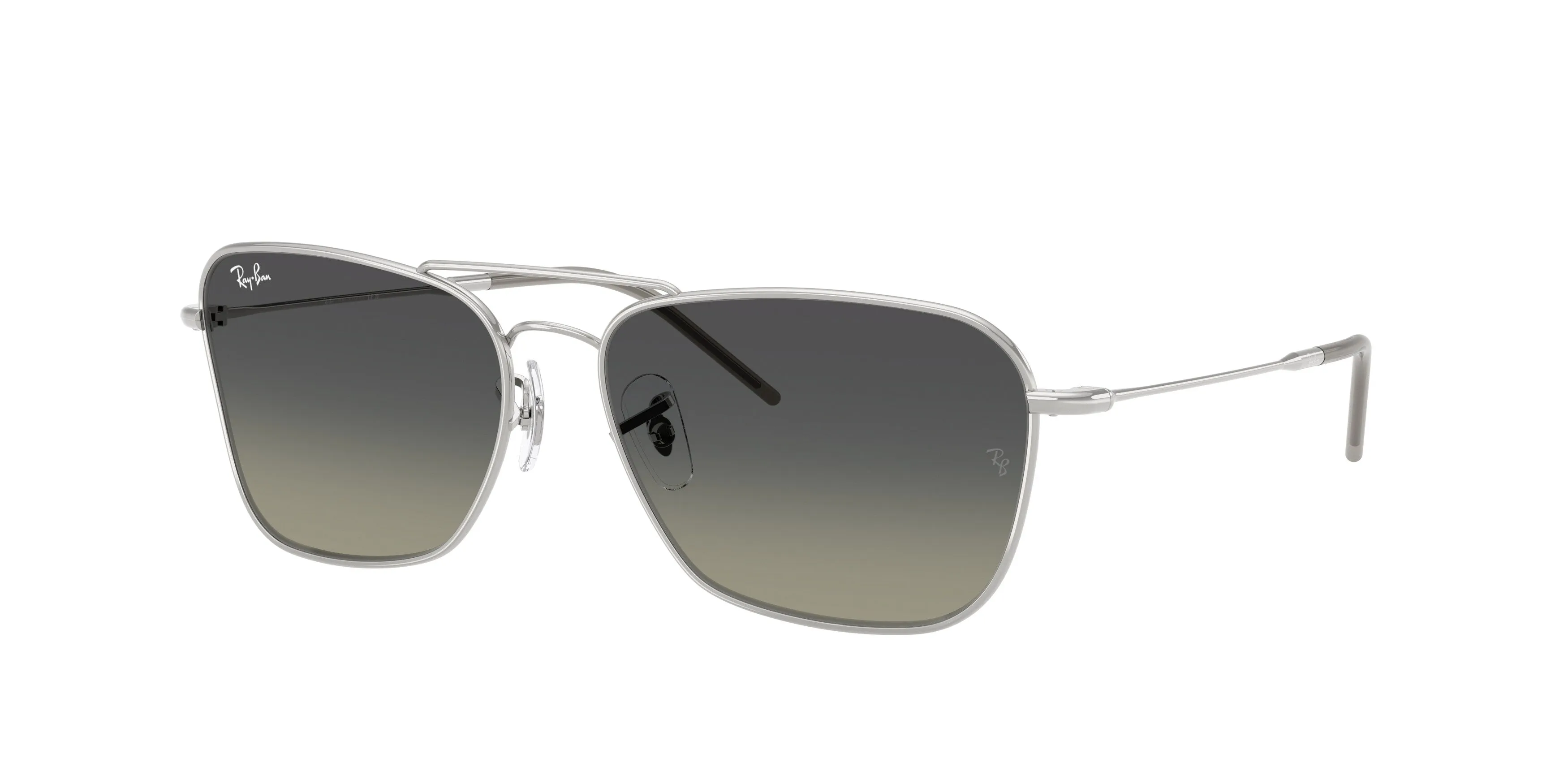 Ray - Ban RBR0102S CARAVAN REVERSE 003/11 Occhiali da sole Metallo Argento Grigio Squadrata Normale Sfumato - immagine 1