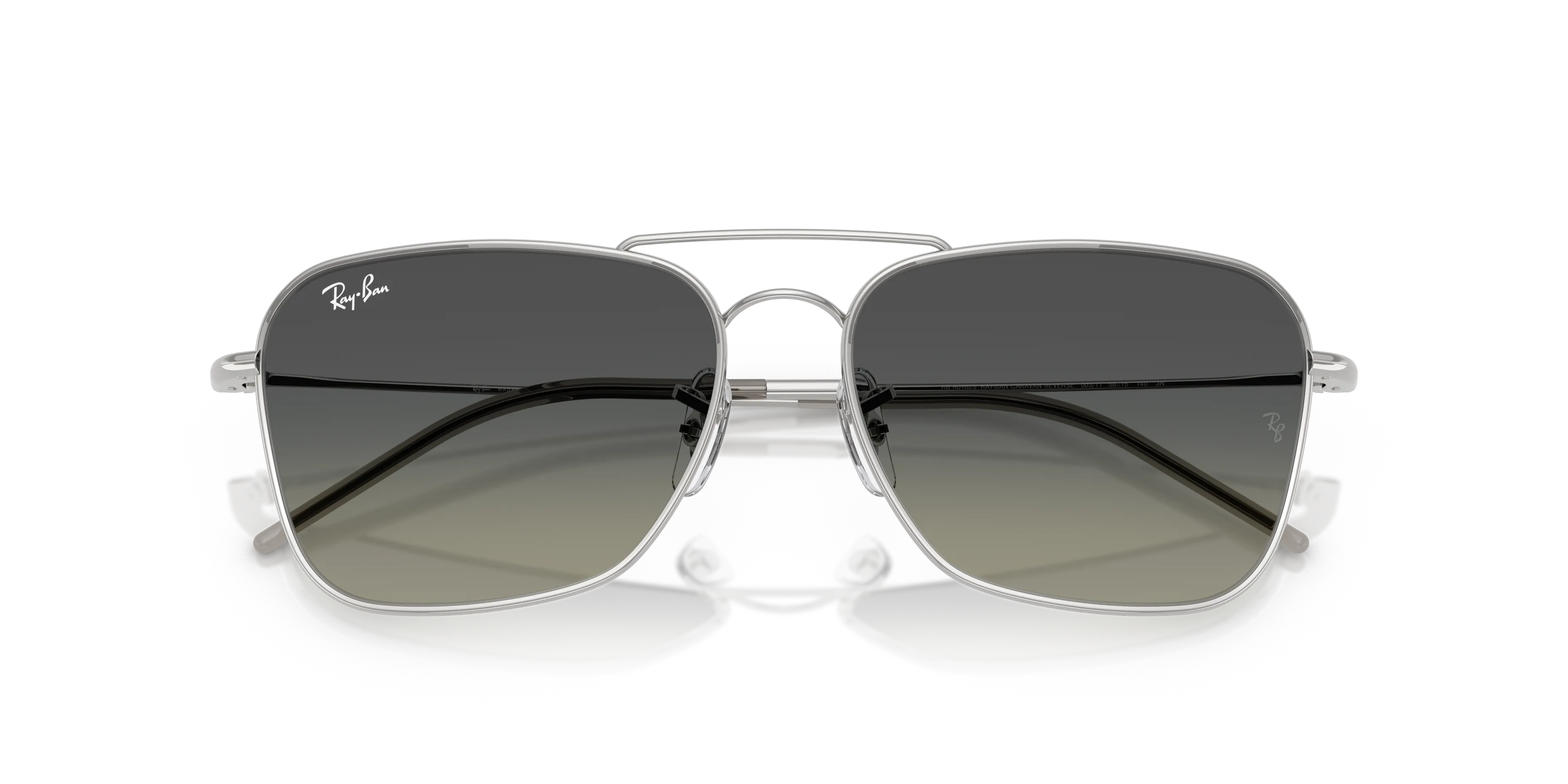 Ray - Ban RBR0102S CARAVAN REVERSE 003/11 Occhiali da sole Metallo Argento Grigio Squadrata Normale Sfumato - immagine 2
