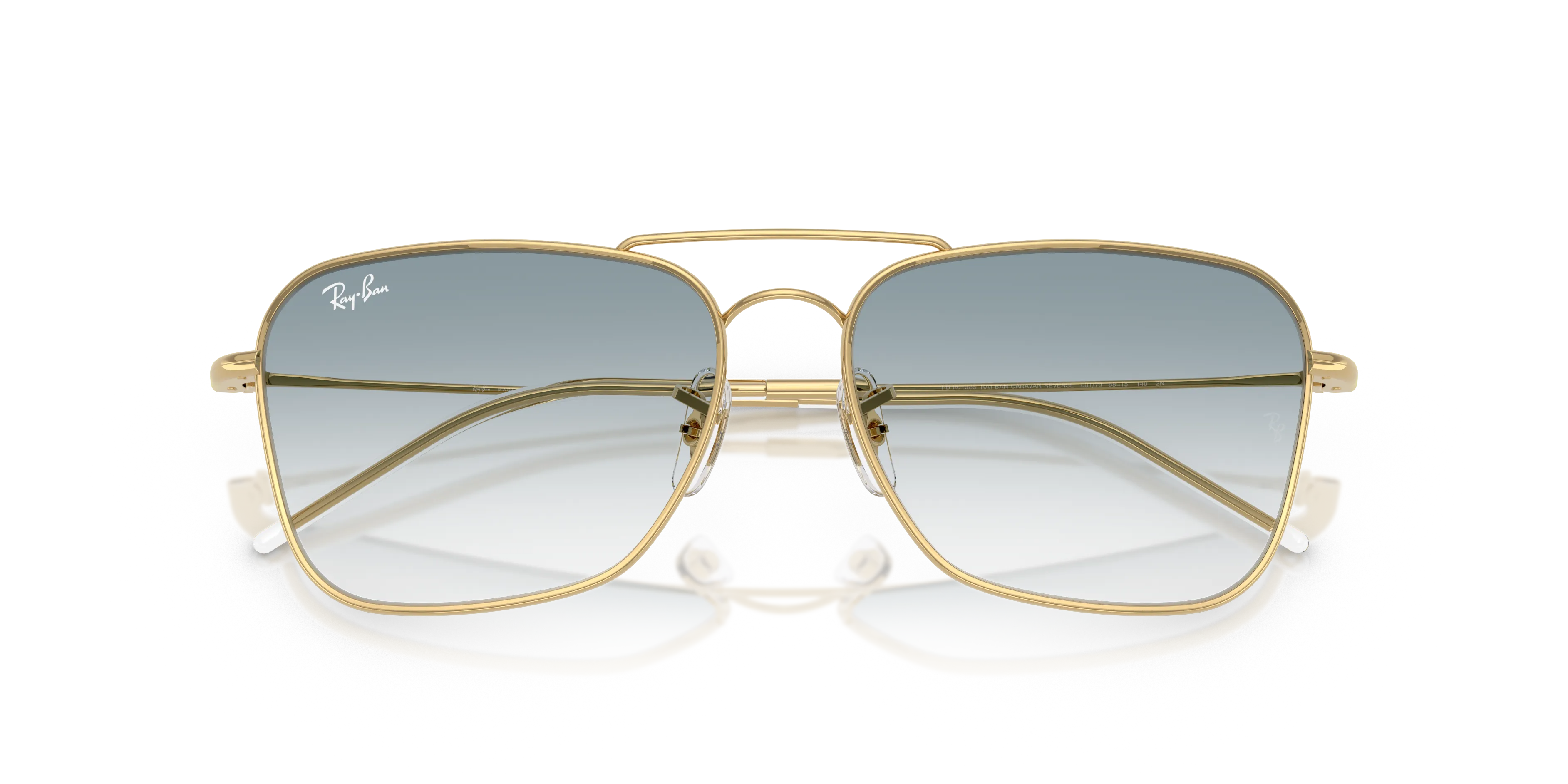 Ray - Ban RBR0102S CARAVAN REVERSE 001/79 Occhiali da sole Metallo Oro Blu Squadrata Normale Sfumato - immagine 2