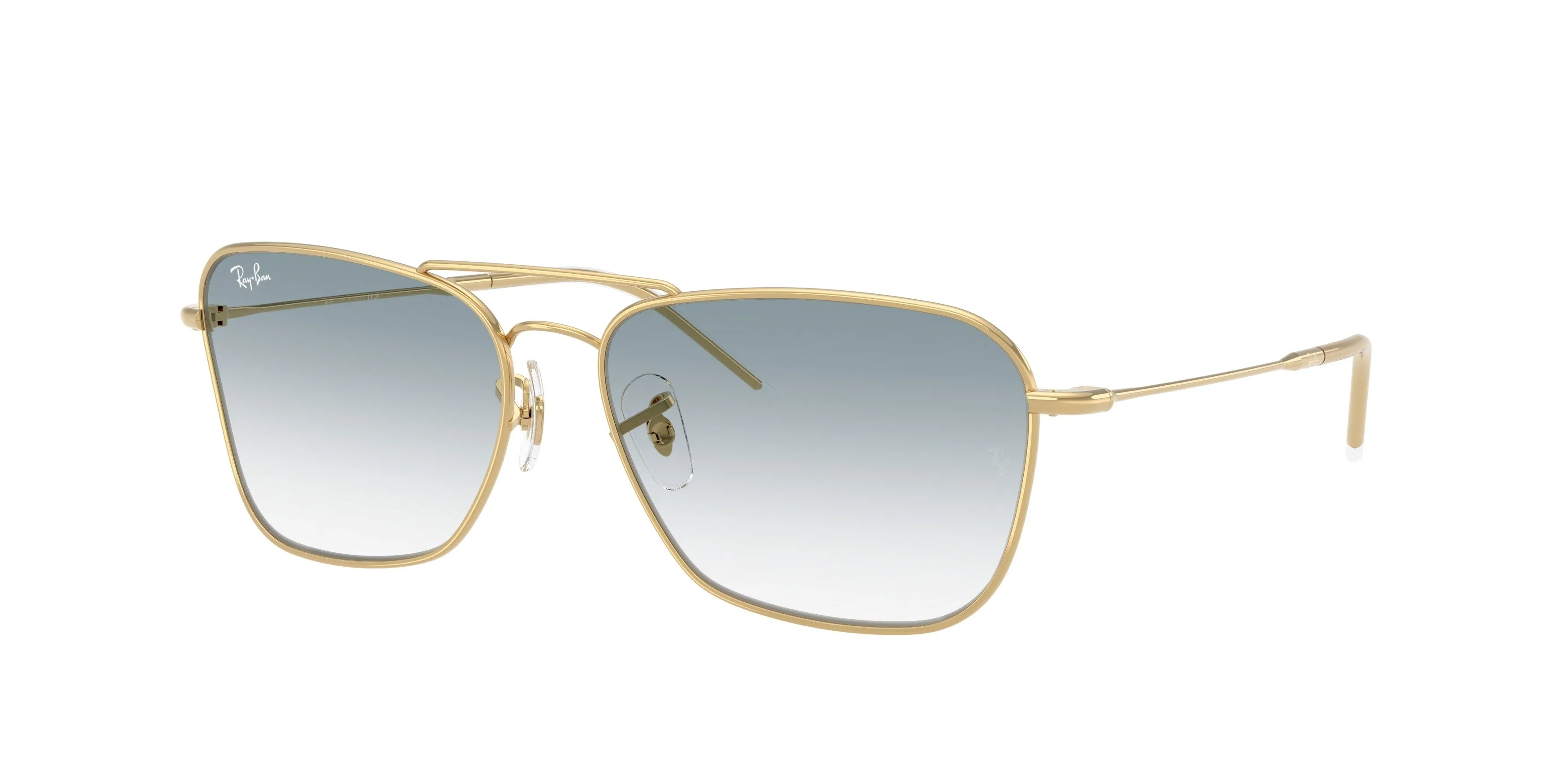Ray - Ban RBR0102S CARAVAN REVERSE 001/79 Occhiali da sole Metallo Oro Blu Squadrata Normale Sfumato - immagine 1