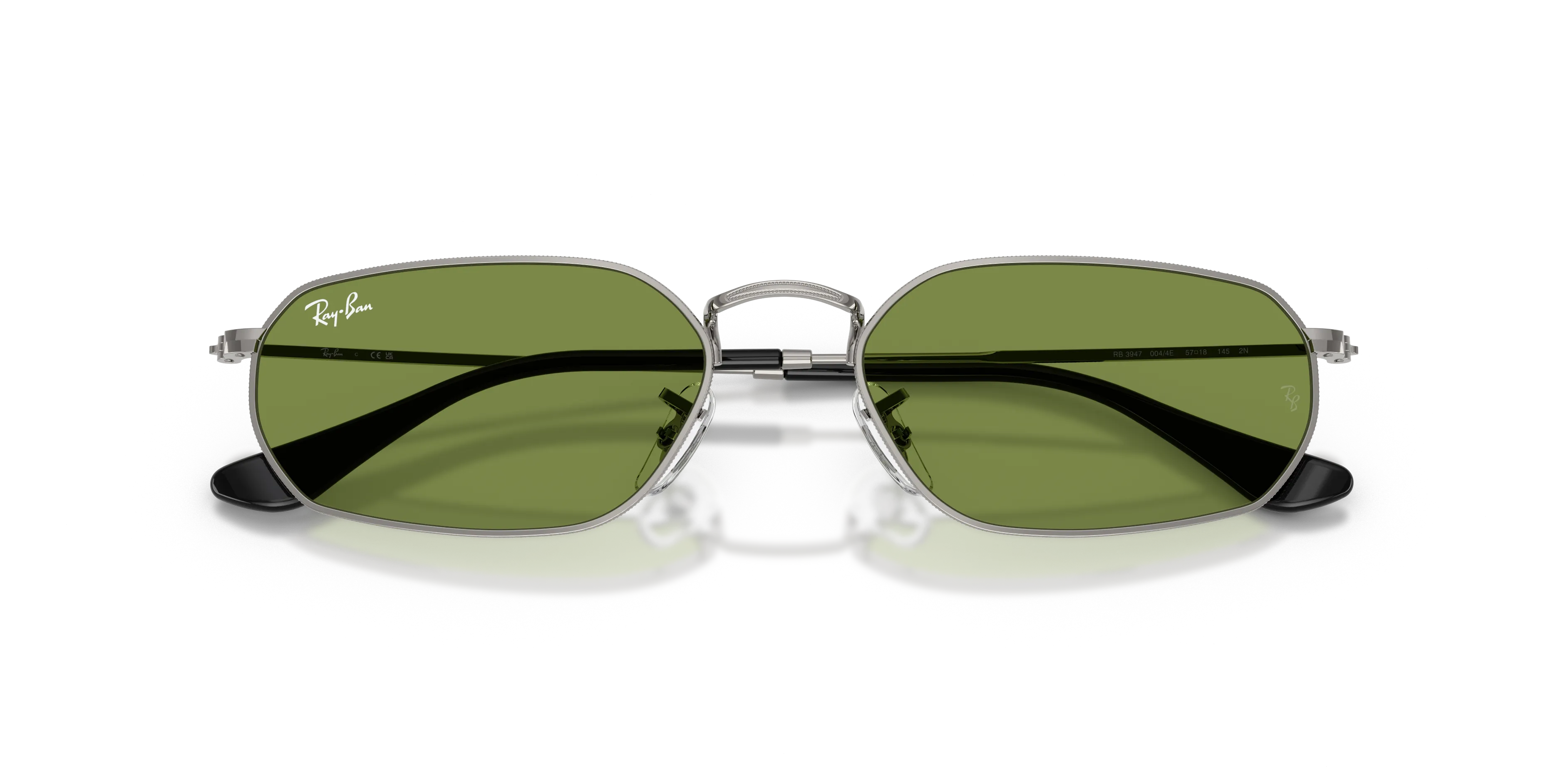 Ray - Ban RB3947 004/4E Occhiali da sole Metallo Grigio Verde Geometrica Normale - immagine 2