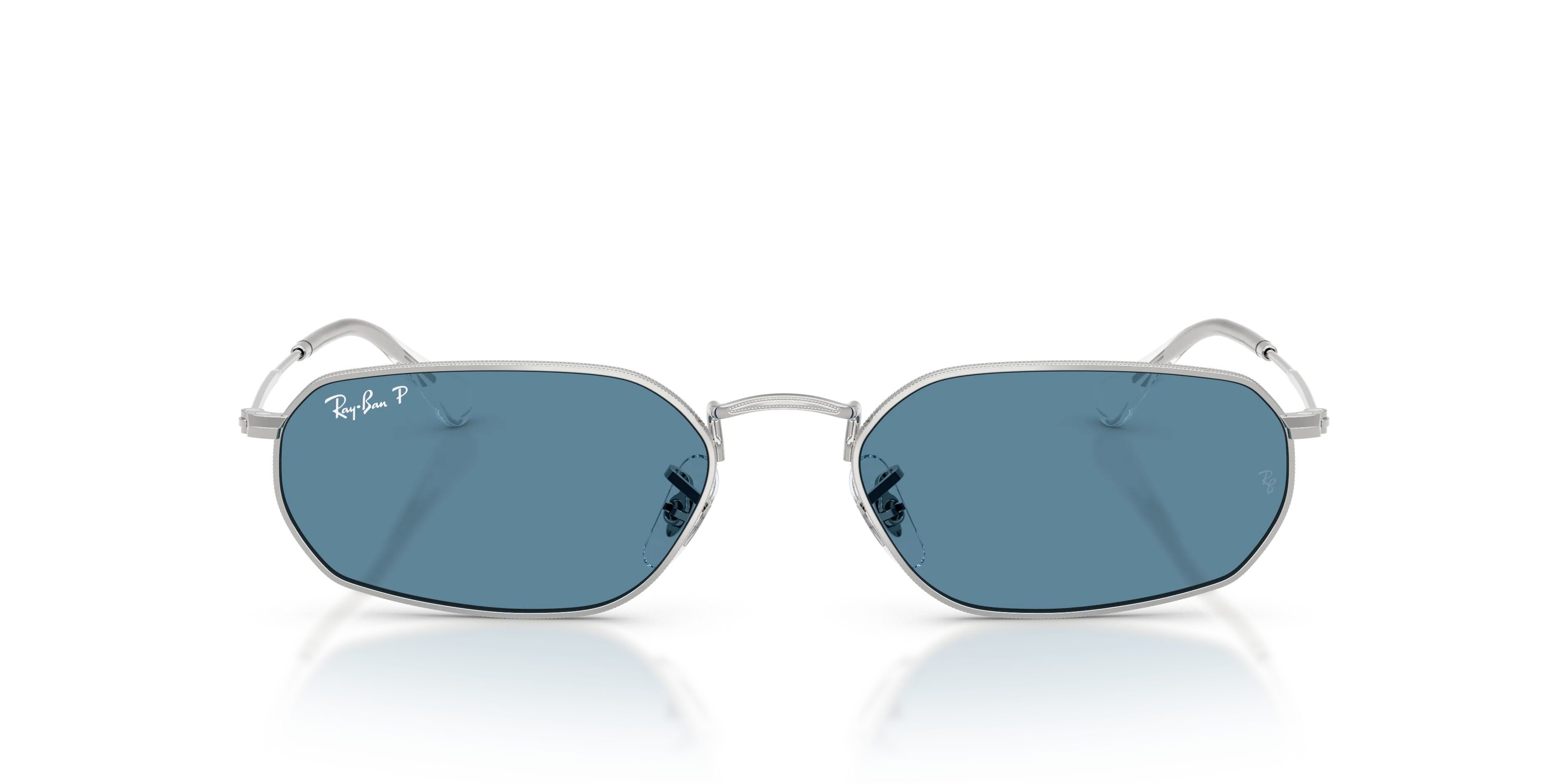 Ray - Ban RB3947 003/S2 Occhiali da sole Metallo Argento Blu Geometrica Polarizzata - immagine 3