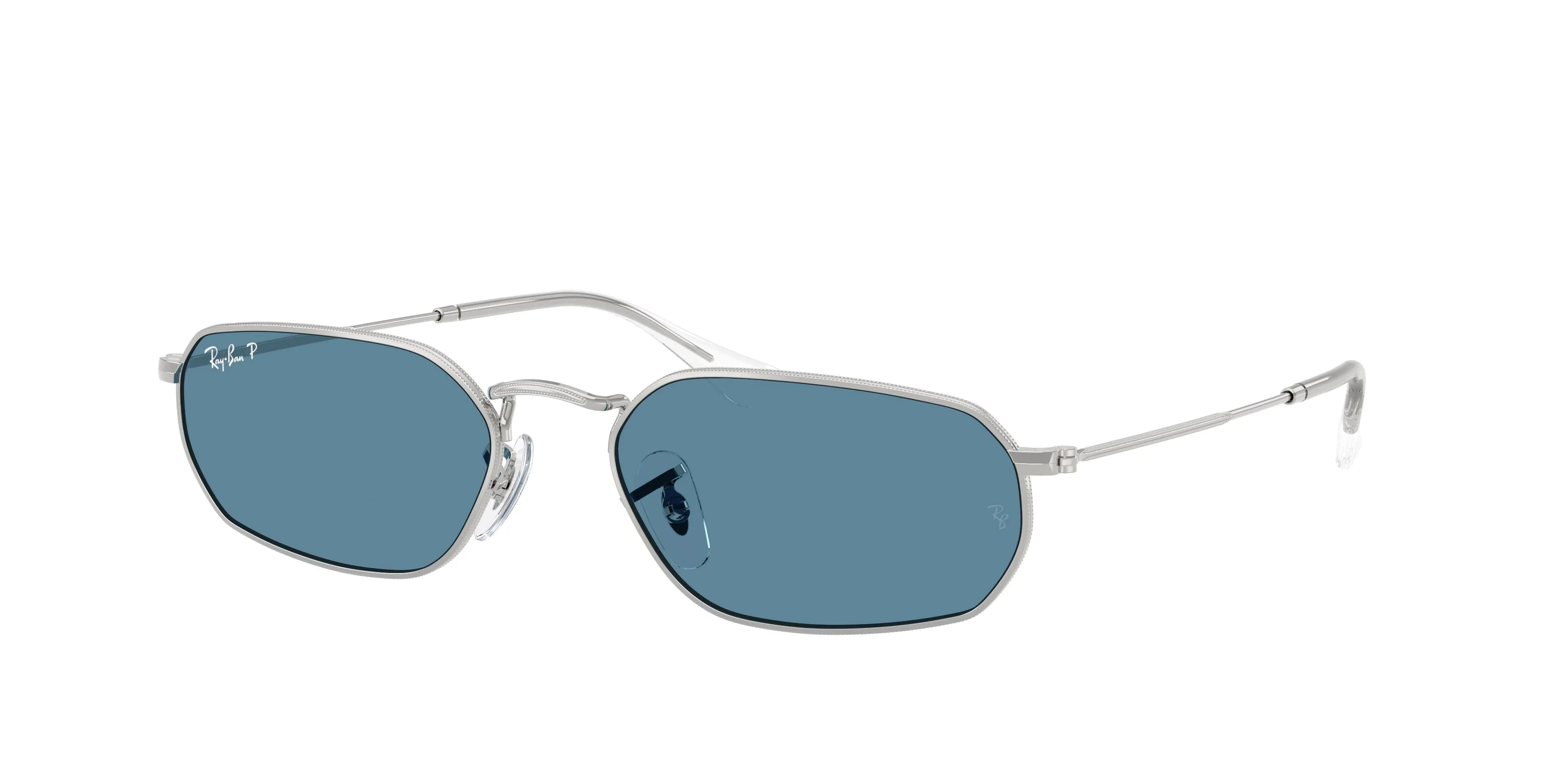 Ray - Ban RB3947 003/S2 Occhiali da sole Metallo Argento Blu Geometrica Polarizzata - immagine 1