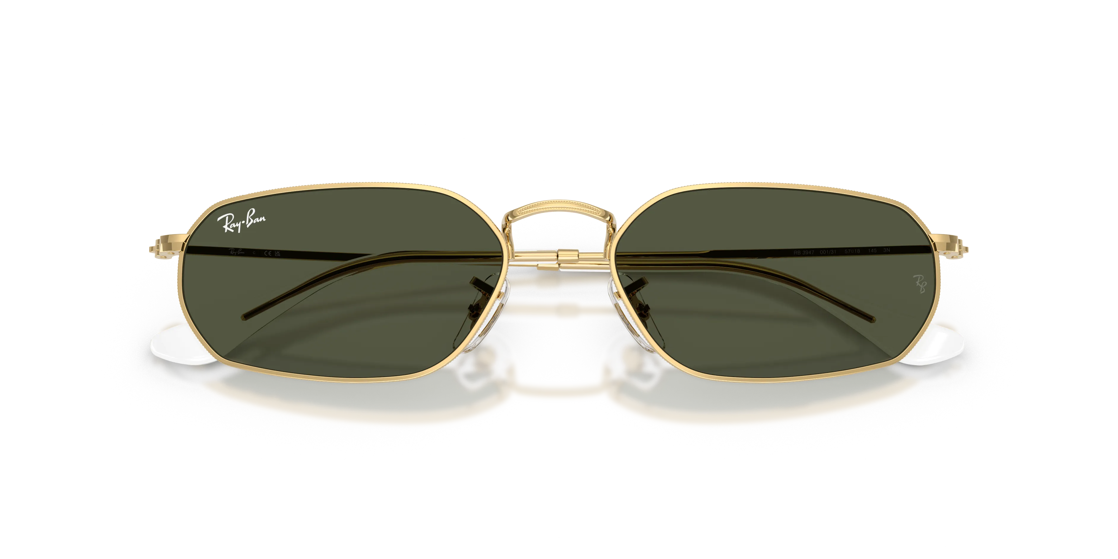 Ray - Ban RB3947 001/31 Occhiali da sole Metallo Oro Verde Geometrica Normale - immagine 2