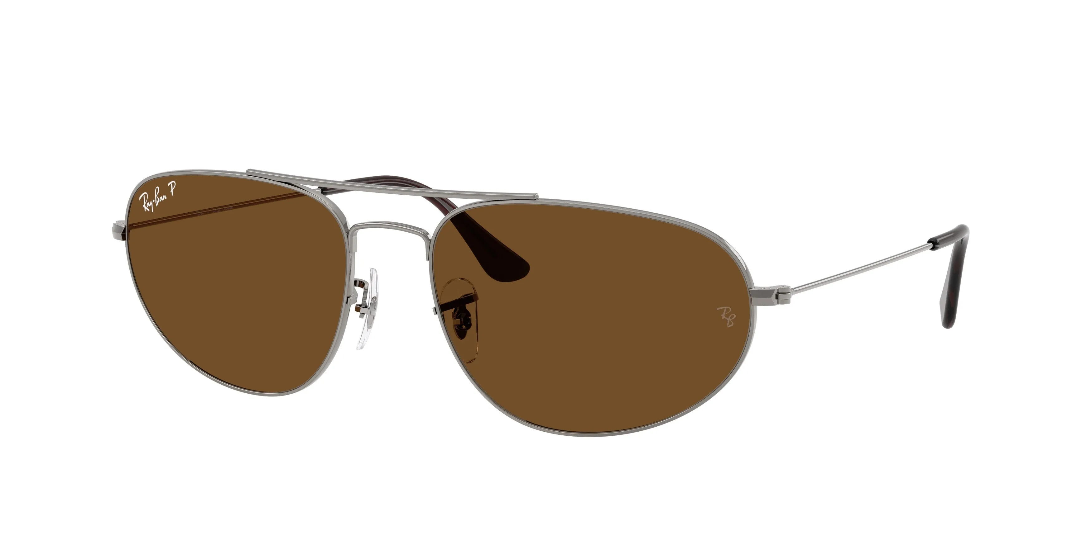 Ray - Ban RB3945 004/57 Occhiali da sole Metallo Grigio Marrone Geometrica Polarizzata - immagine 1
