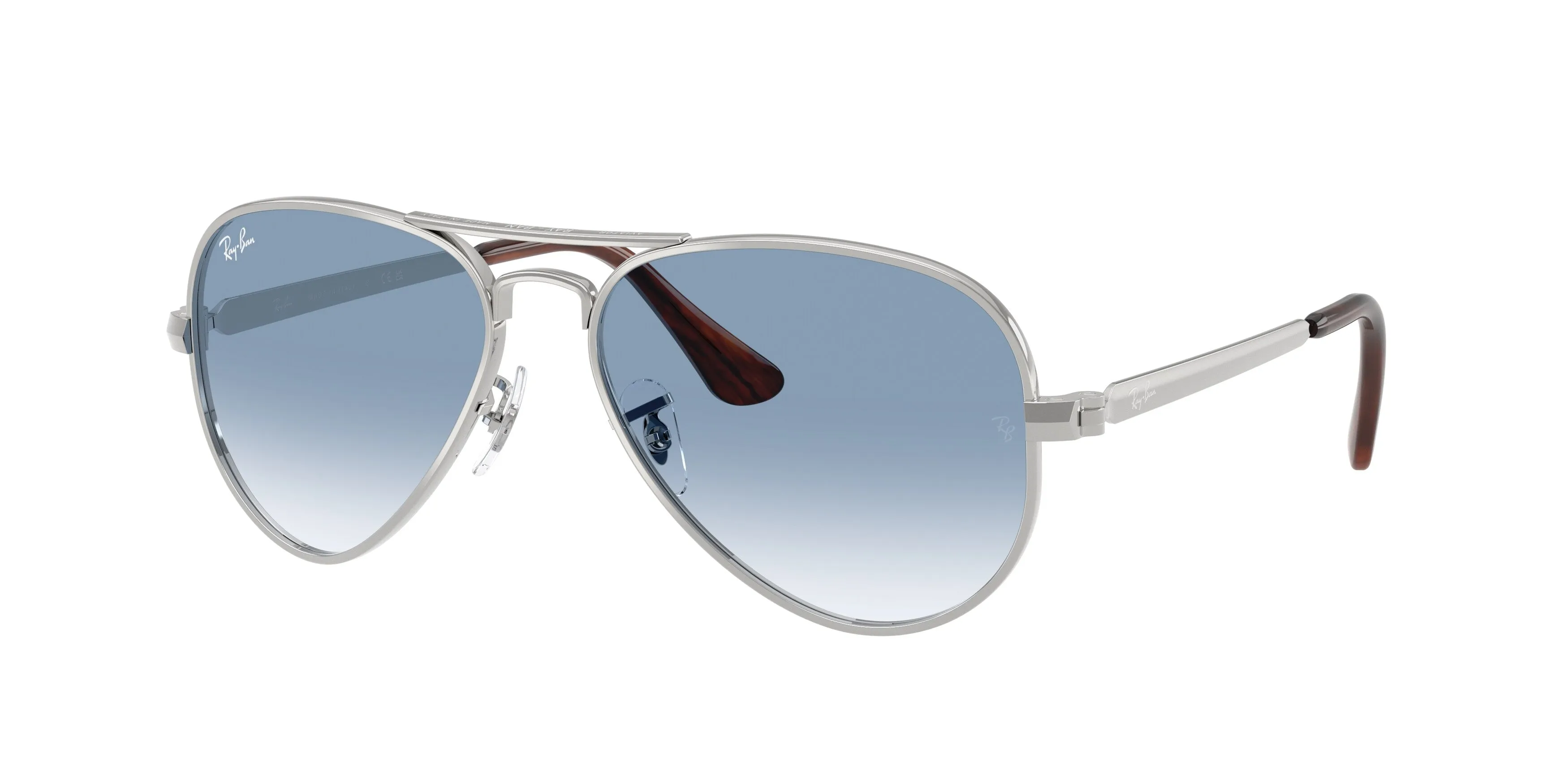Ray - Ban RB3925 AVIATOR MAX 003/3F Occhiali da sole Metallo Argento Blu Pilot Normale Sfumato - immagine 1
