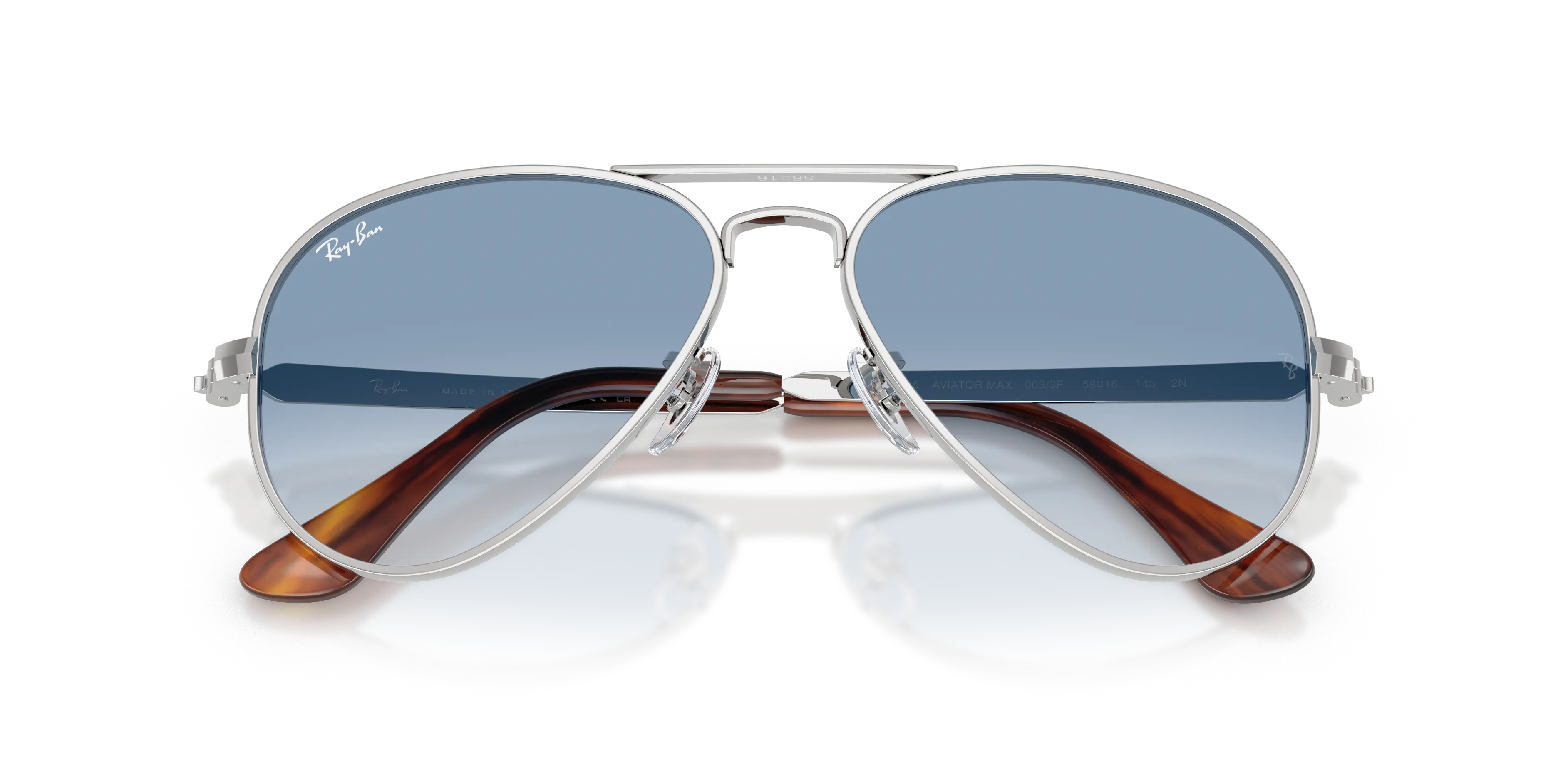 Ray - Ban RB3925 AVIATOR MAX 003/3F Occhiali da sole Metallo Argento Blu Pilot Normale Sfumato - immagine 2