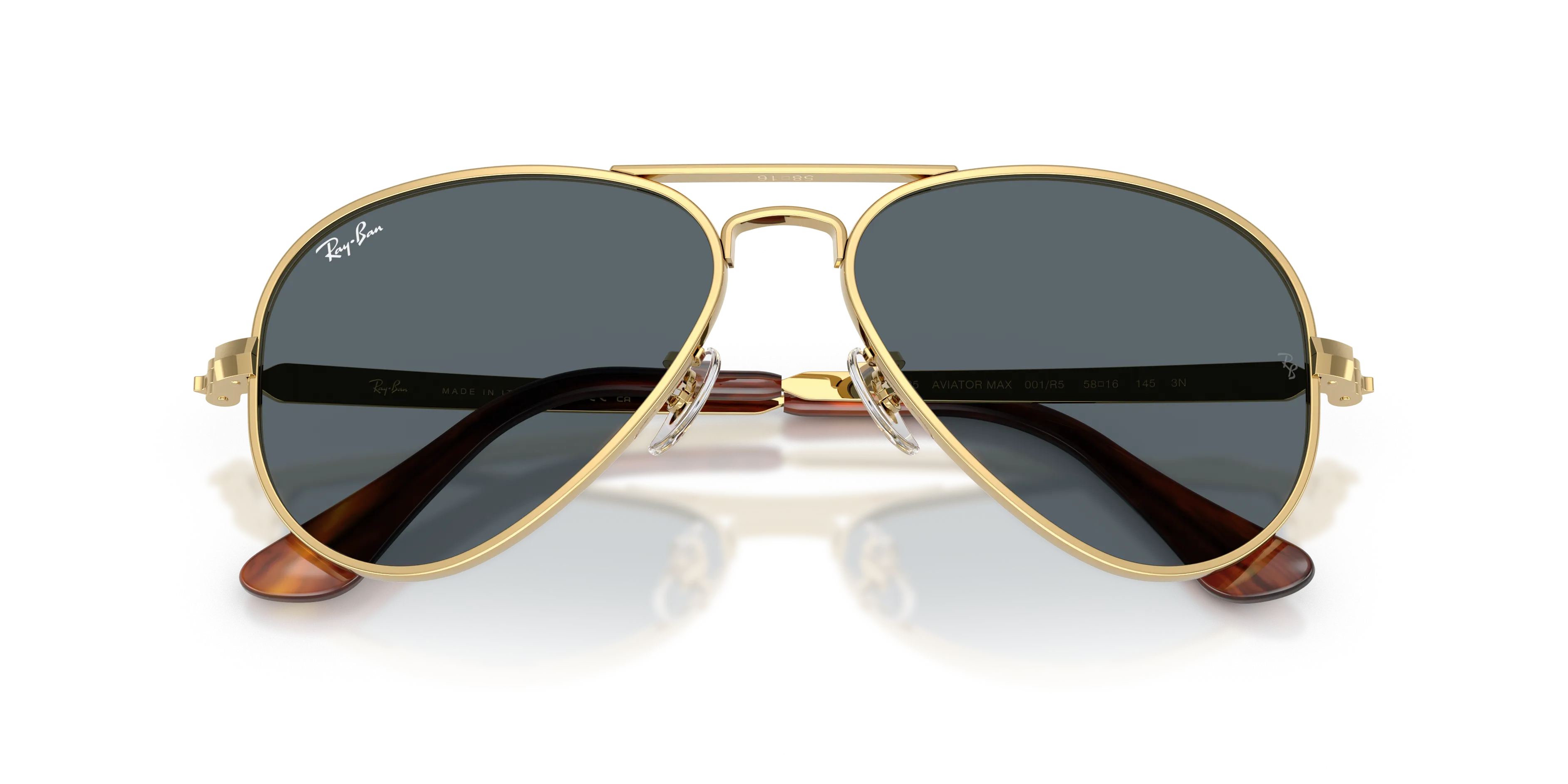 Ray - Ban RB3925 AVIATOR MAX 001/R5 Occhiali da sole Metallo Oro Blu Pilot Normale - immagine 2