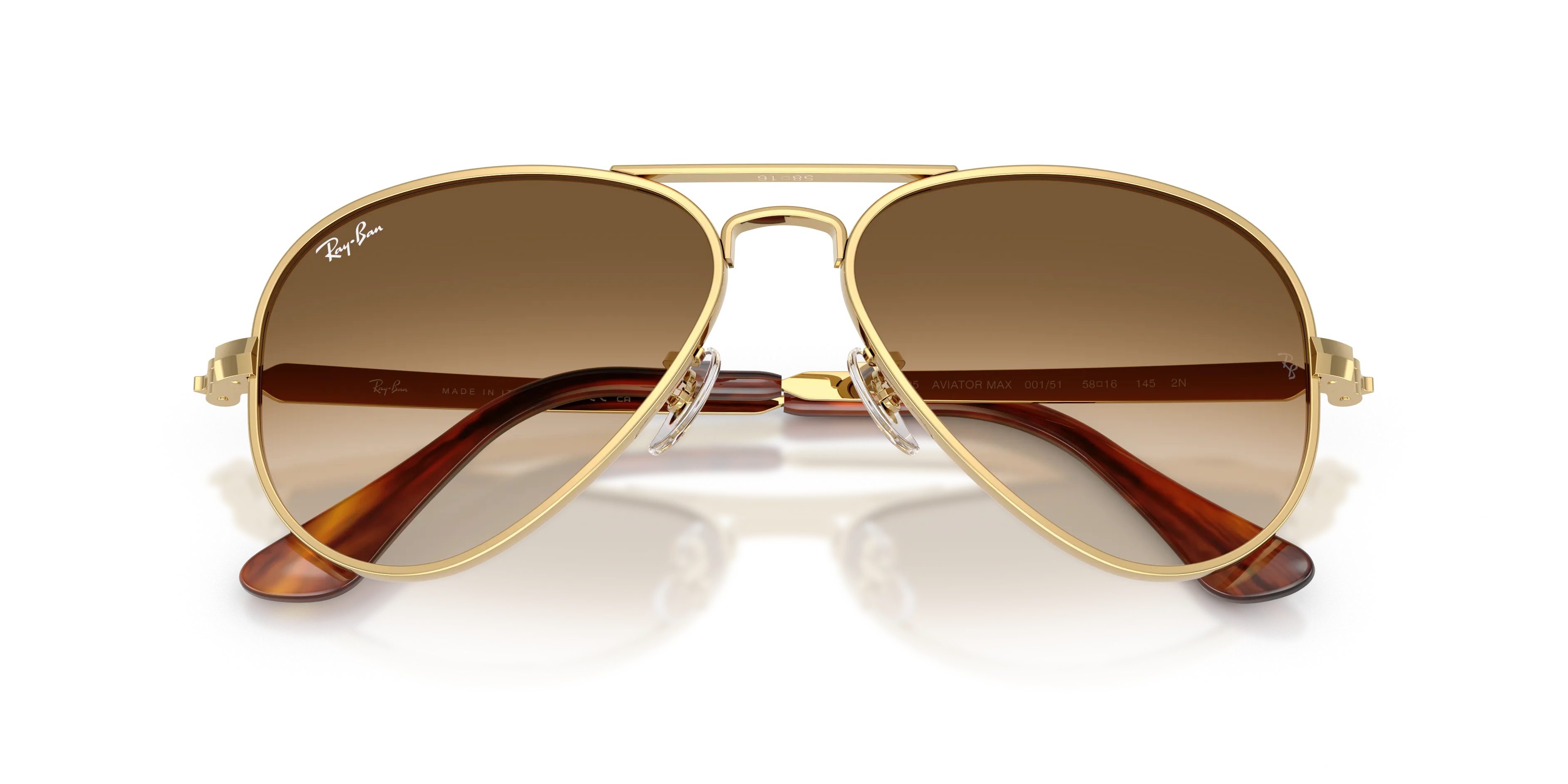 Ray - Ban RB3925 AVIATOR MAX 001/51 Occhiali da sole Metallo Oro Marrone Pilot Normale Sfumato - immagine 2