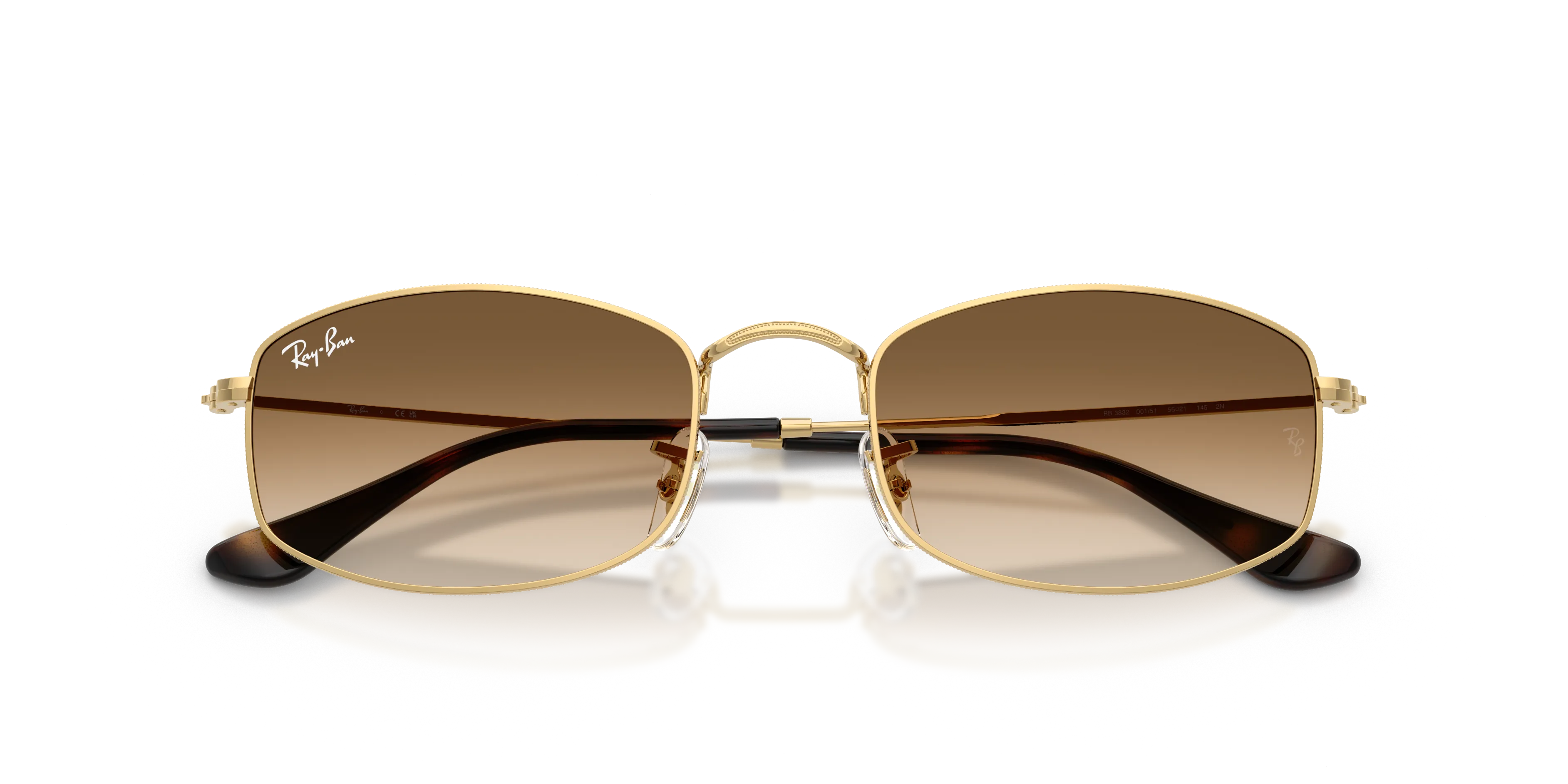 Ray - Ban RB3832 001/51 Occhiali da sole Metallo Oro Marrone Geometrica Normale Sfumato - immagine 2