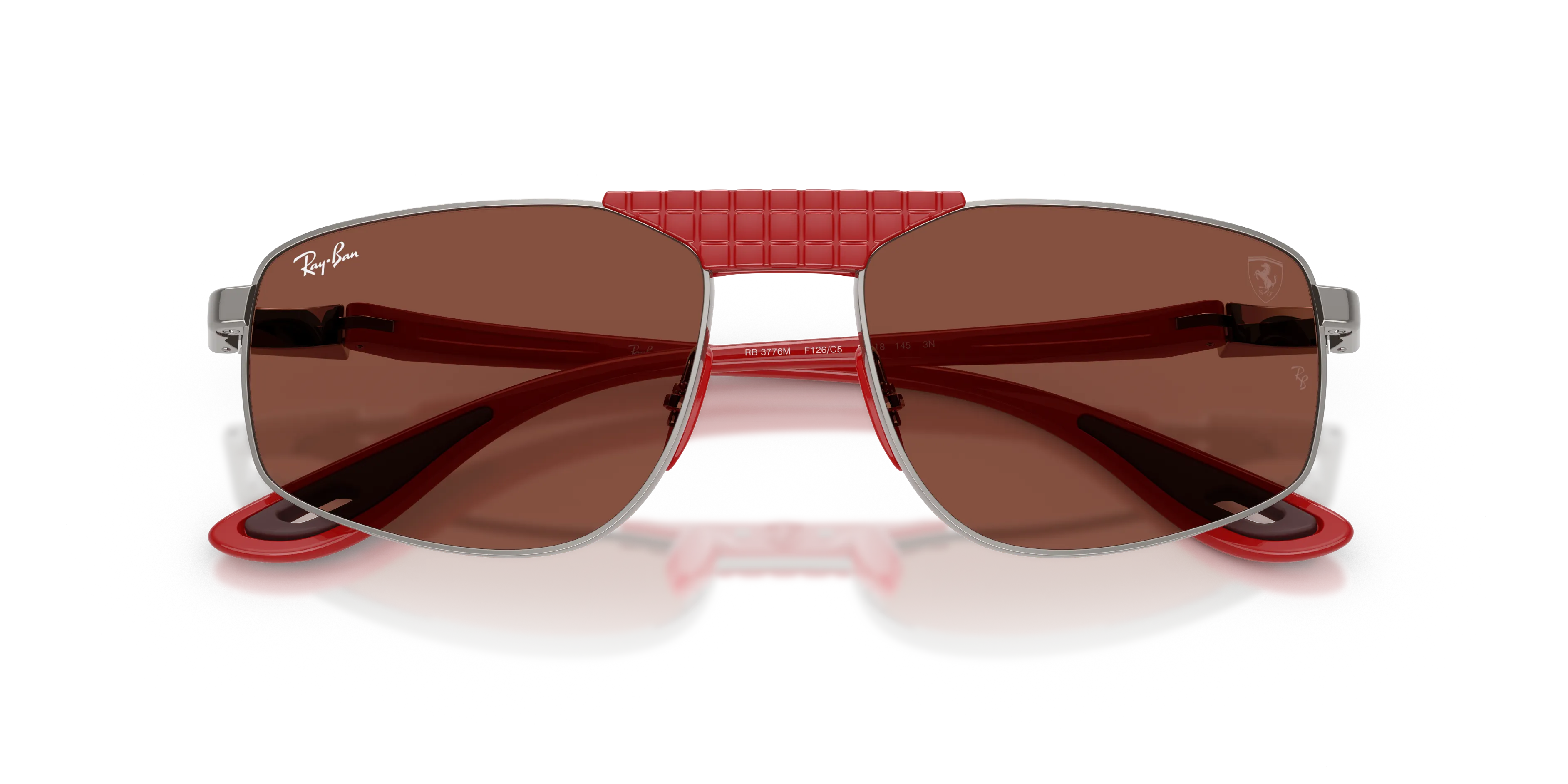 Ray - Ban RB3776M F126C5 Occhiali da sole Metallo Grigio Rosso Geometrica Normale - immagine 2
