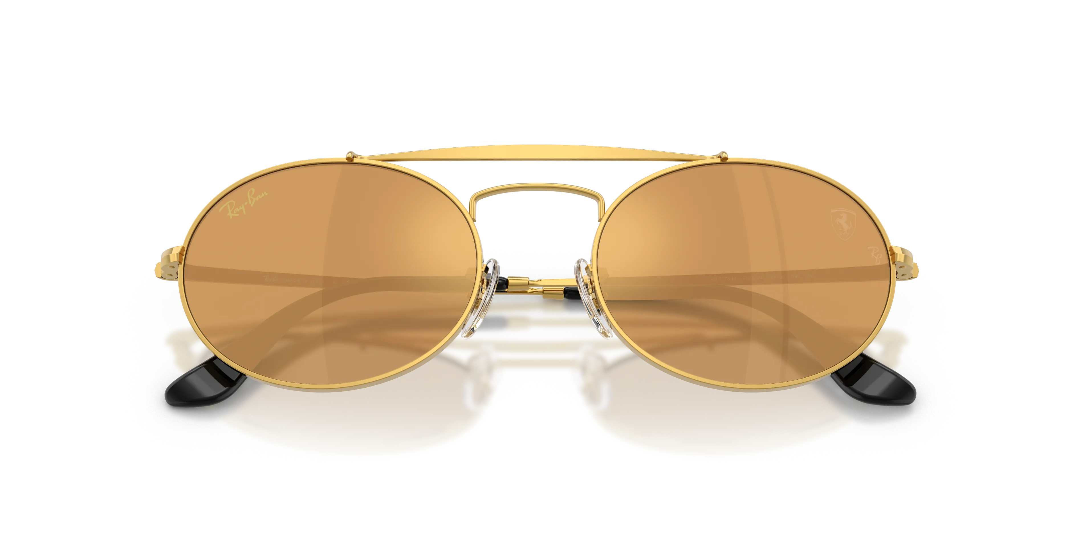 Ray - Ban RB3775M F133W4 Occhiali da sole Metallo Oro Marrone Rotonda Specchiate - immagine 2