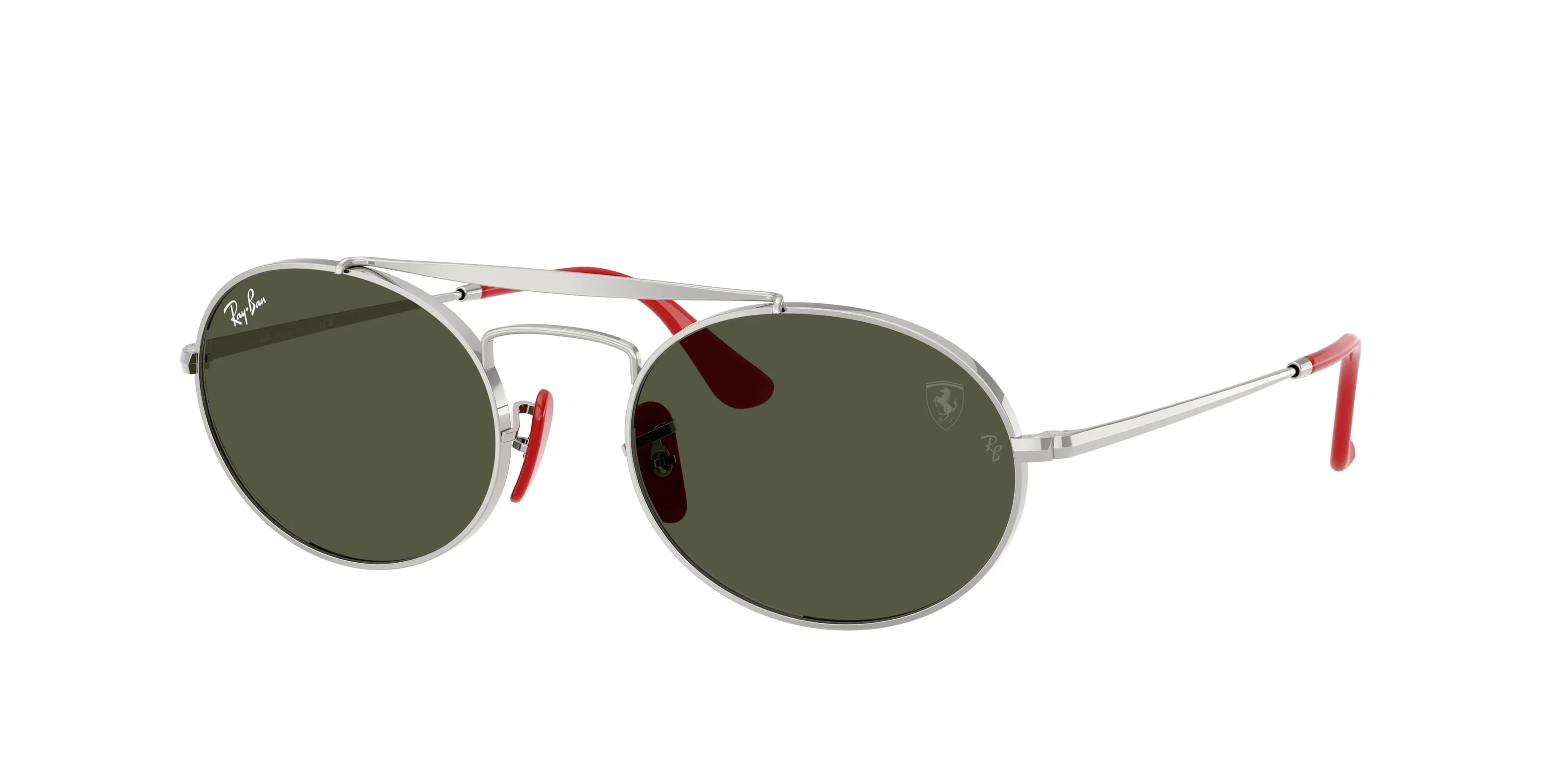 Ray - Ban RB3775M F00731 Occhiali da sole Metallo Argento Verde Rotonda Normale - immagine 1
