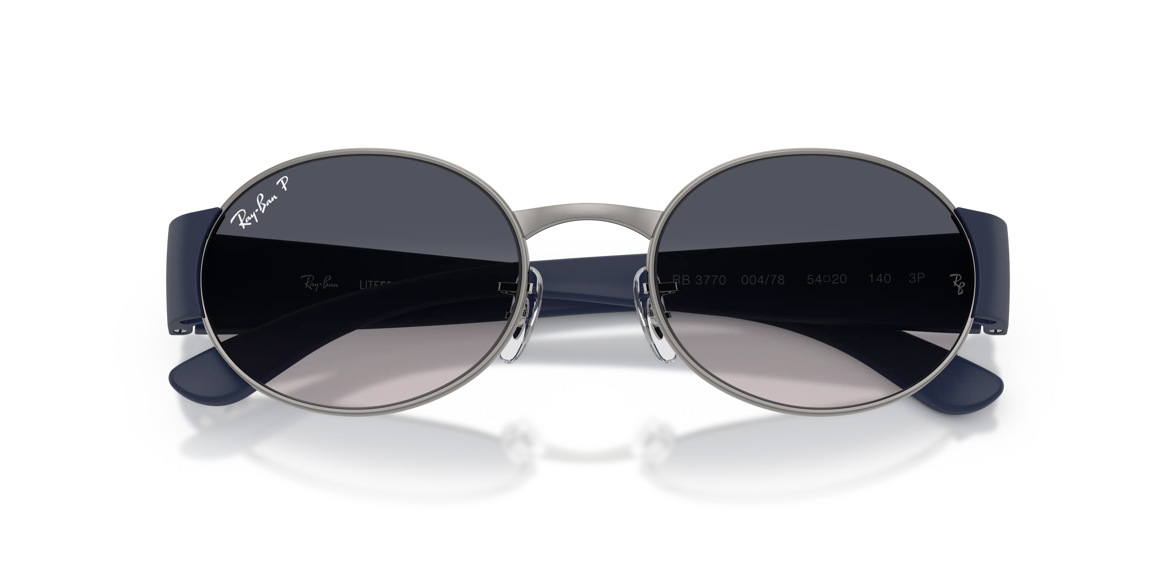 Ray - Ban RB3770 004/78 Occhiali da sole Metallo Grigio Blu Rotonda Polarizzata Sfumato - immagine 2