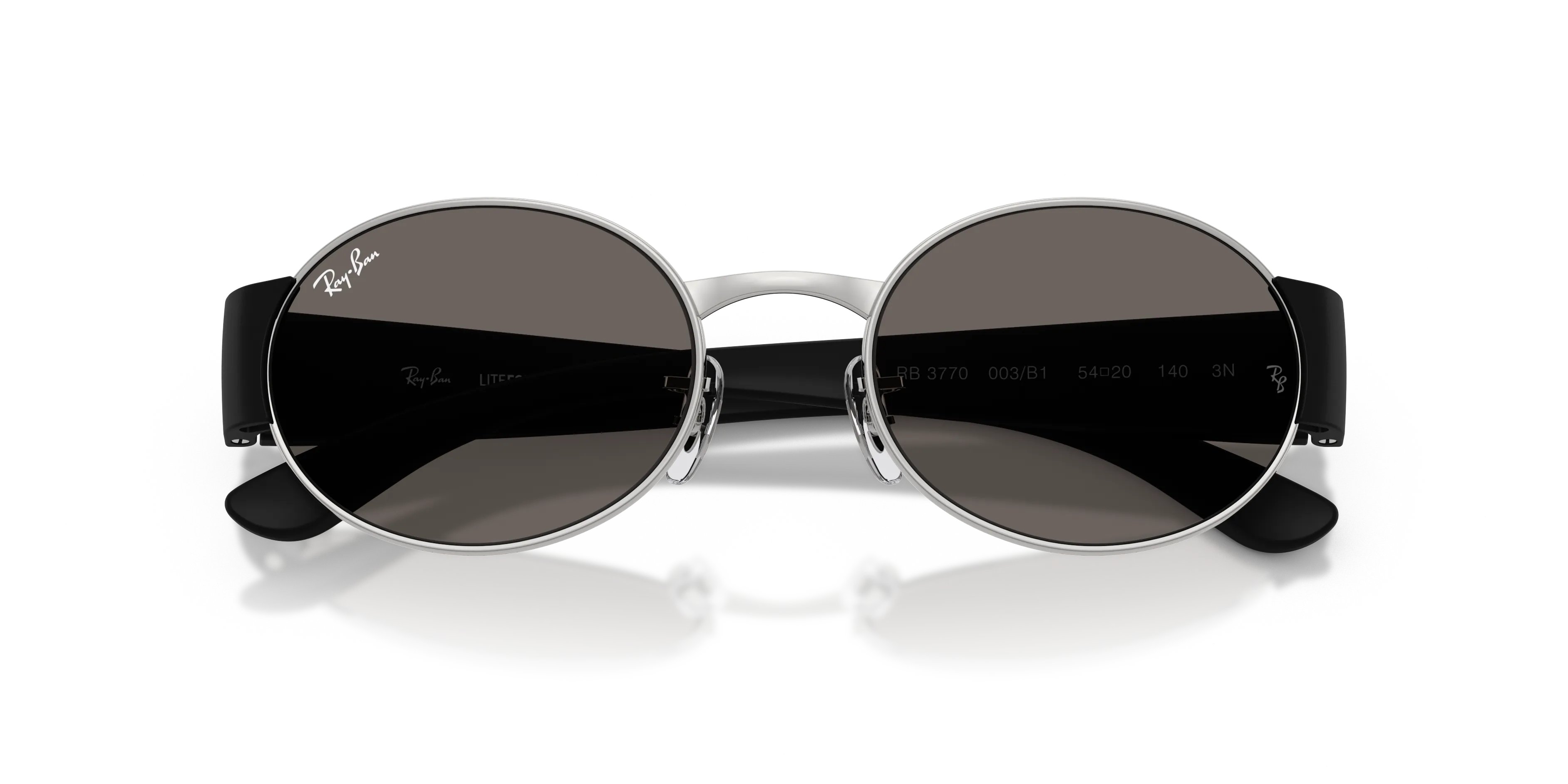 Ray - Ban RB3770 003/B1 Occhiali da sole Metallo Argento Grigio Rotonda Normale - immagine 2