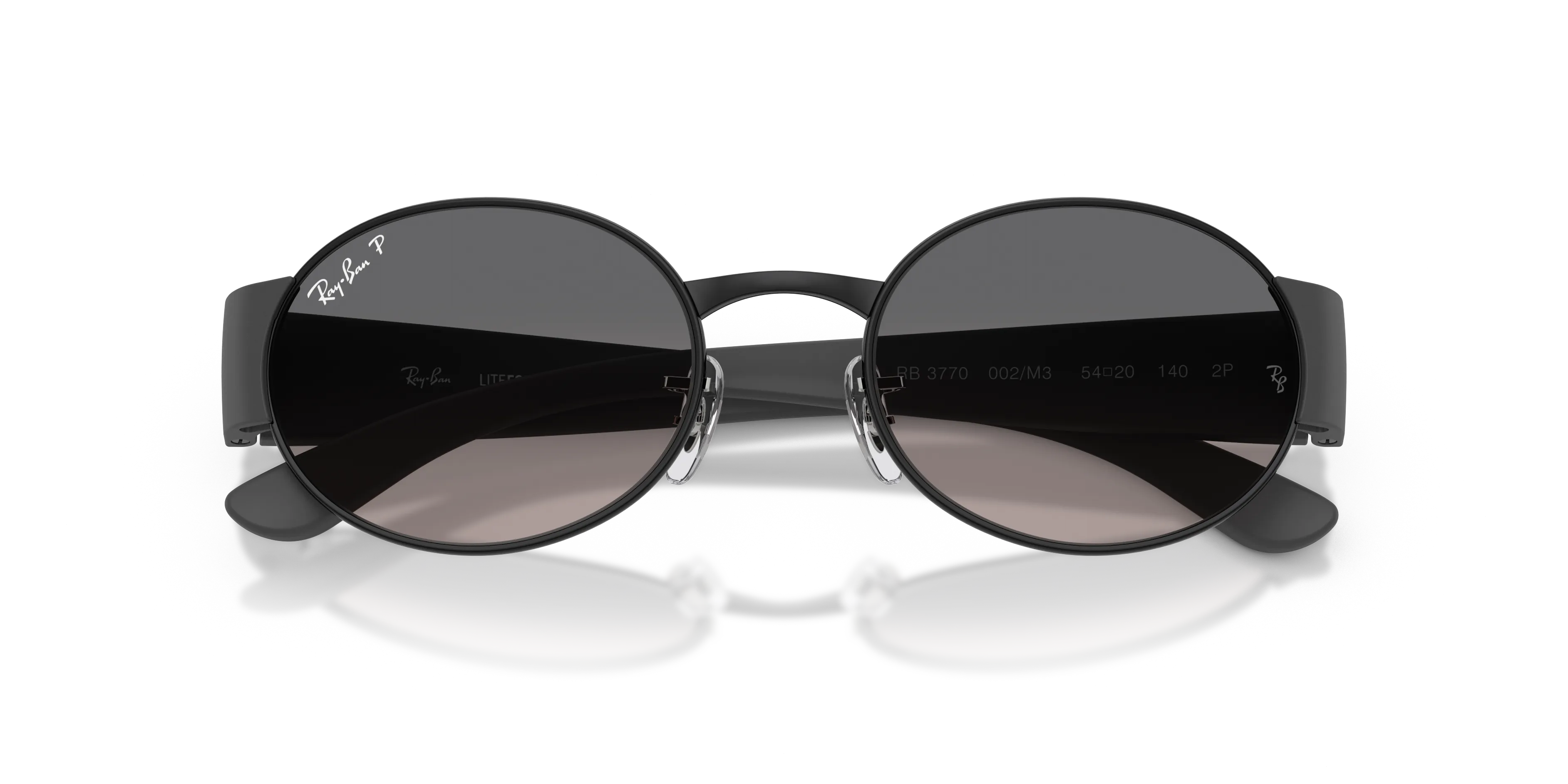 Ray - Ban RB3770 002/M3 Occhiali da sole Metallo Nero Grigio Rotonda Polarizzata - immagine 2