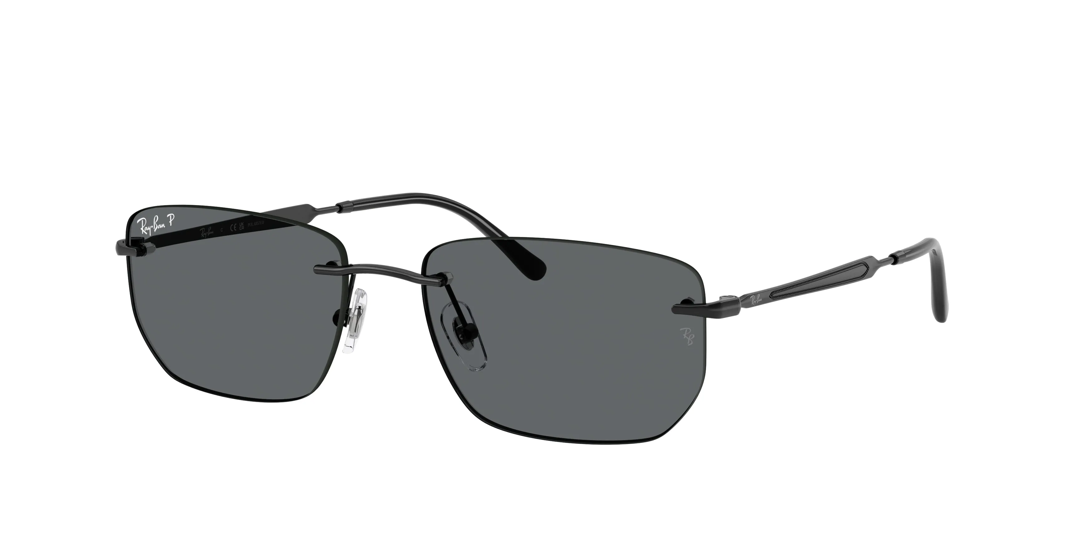 Ray - Ban RB3768 002/81 Occhiali da sole Metallo Nero Grigio Geometrica Polarizzata - immagine 1
