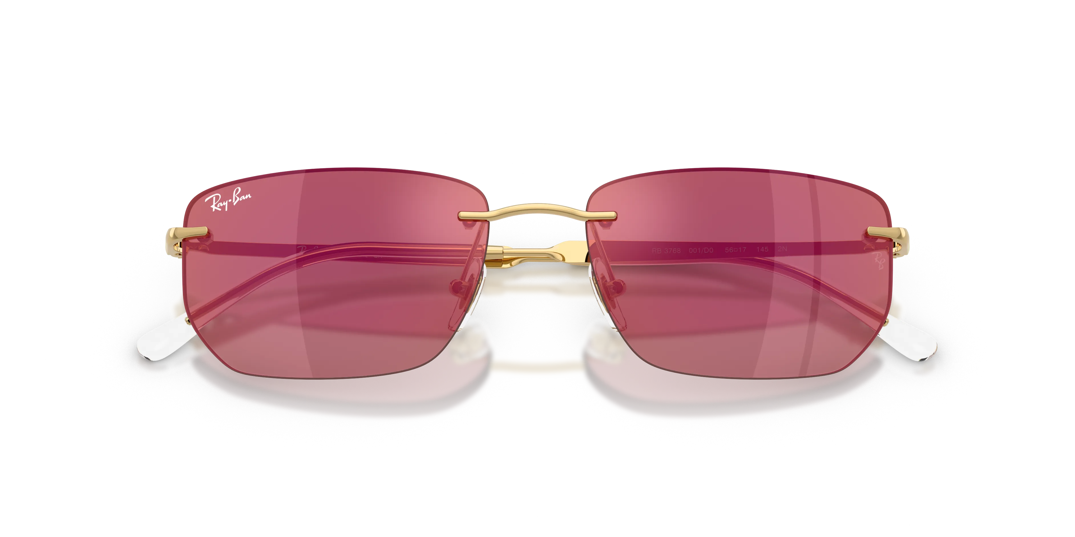 Ray - Ban RB3768 001/D0 Occhiali da sole Metallo Oro Viola Geometrica Specchiate - immagine 2