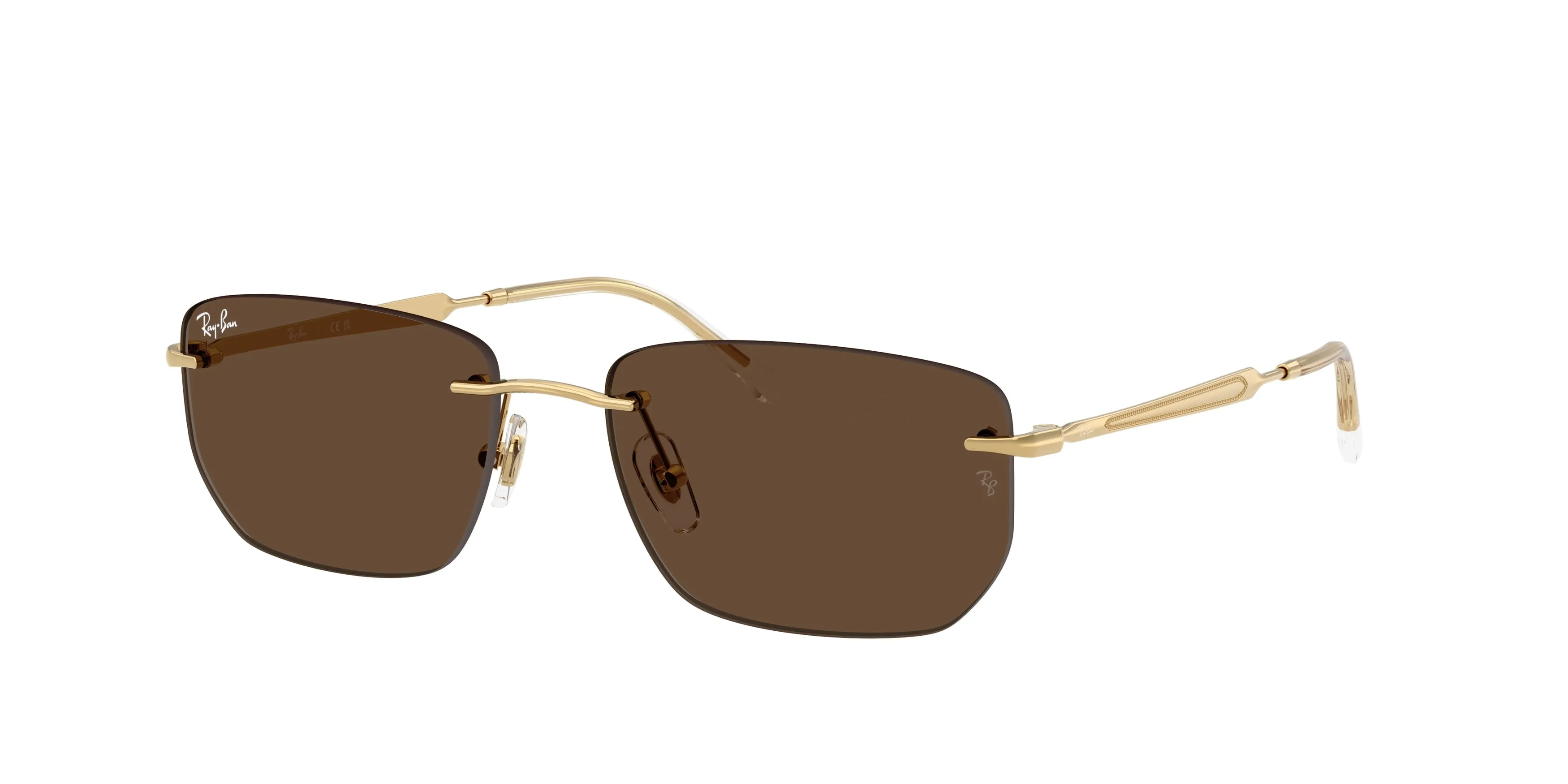 Ray - Ban RB3768 001/73 Occhiali da sole Metallo Oro Marrone Geometrica Normale - immagine 1