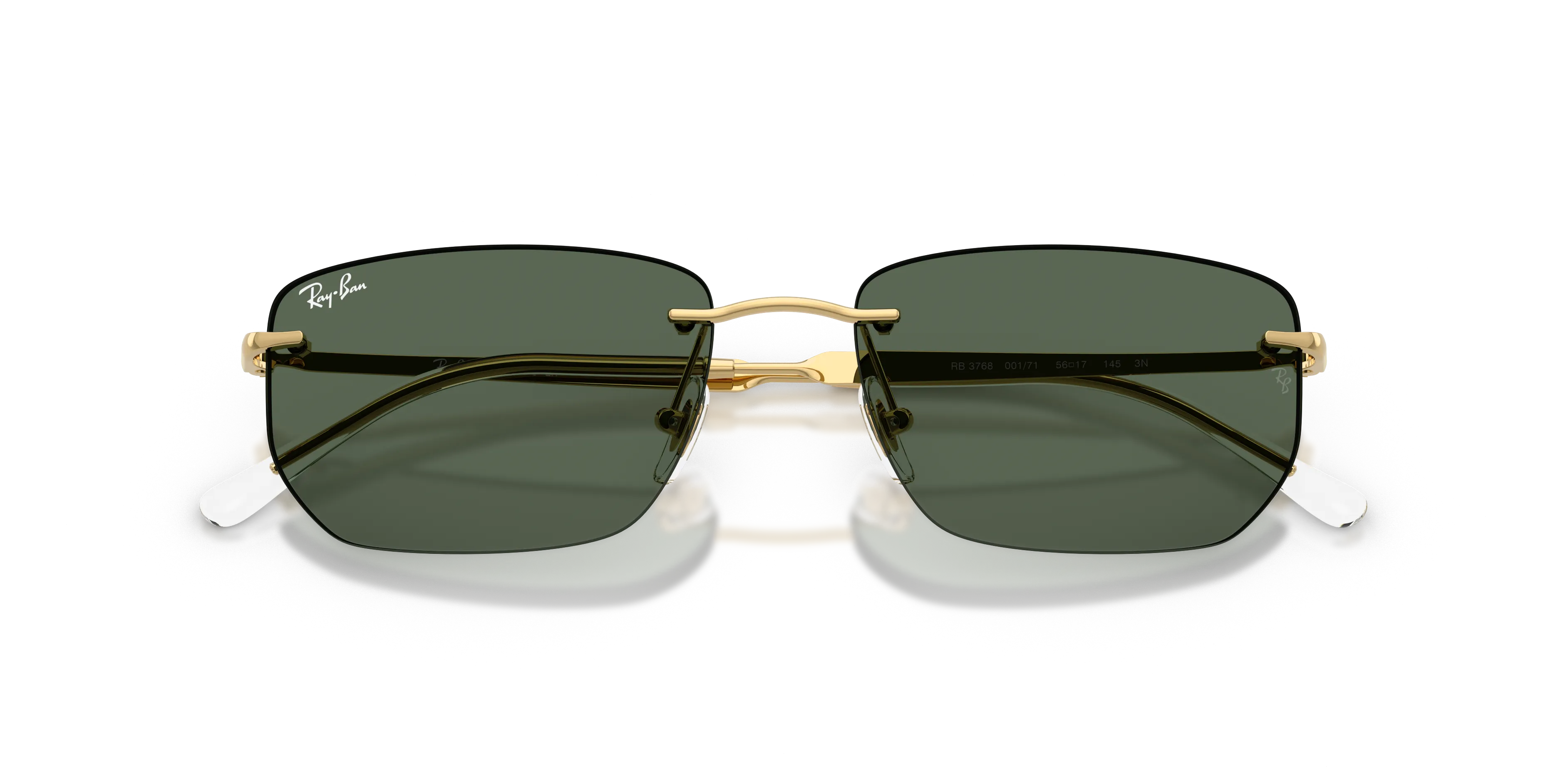 Ray - Ban RB3768 001/71 Occhiali da sole Metallo Oro Verde Geometrica Normale - immagine 2