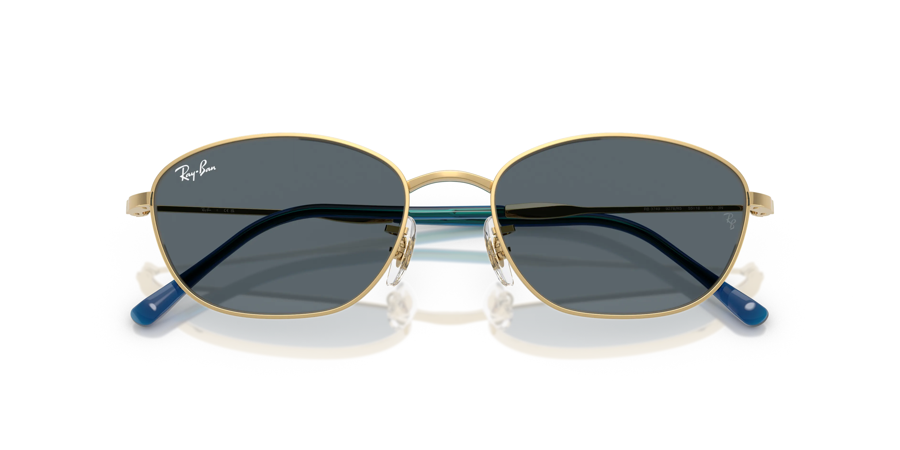 Ray - Ban RB3749 9278R5 Occhiali da sole Metallo Oro Blu Geometrica Normale - immagine 2