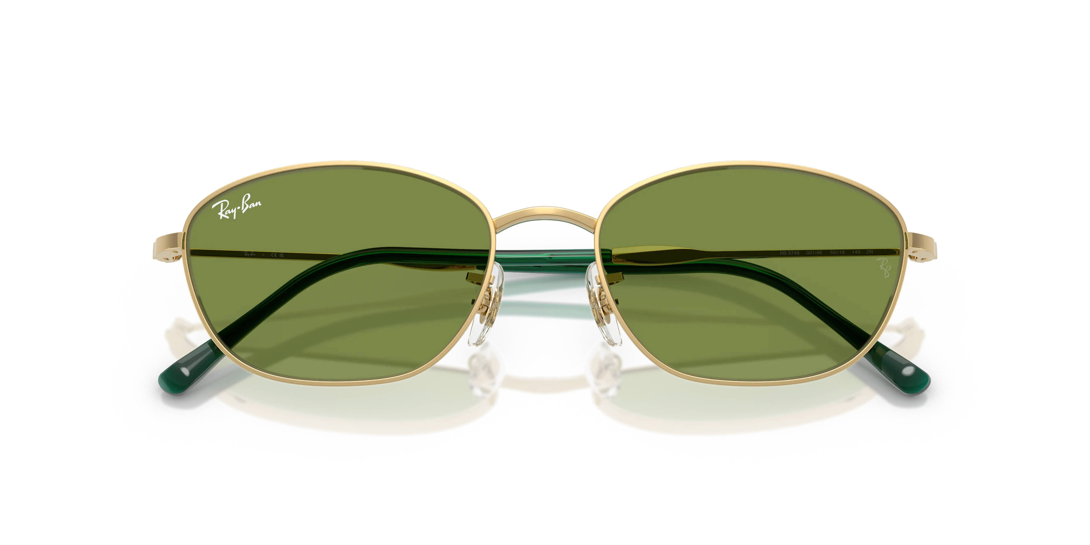 Ray - Ban RB3749 001/4E Occhiali da sole Metallo Oro Verde Geometrica Normale - immagine 2