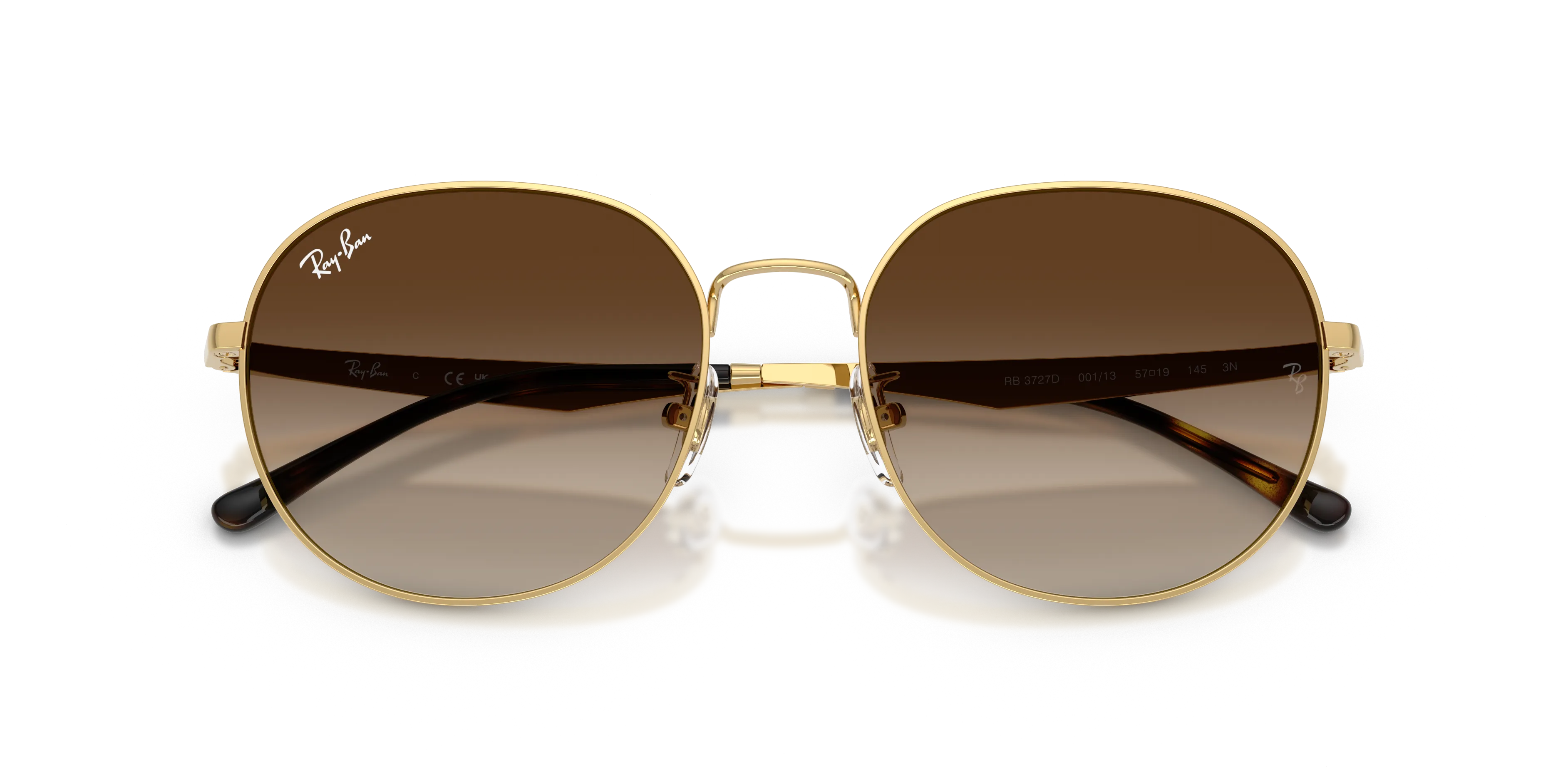 Ray - Ban RB3727D 001/13 Occhiali da sole Metallo Oro Marrone Pantos Normale Sfumato - immagine 2