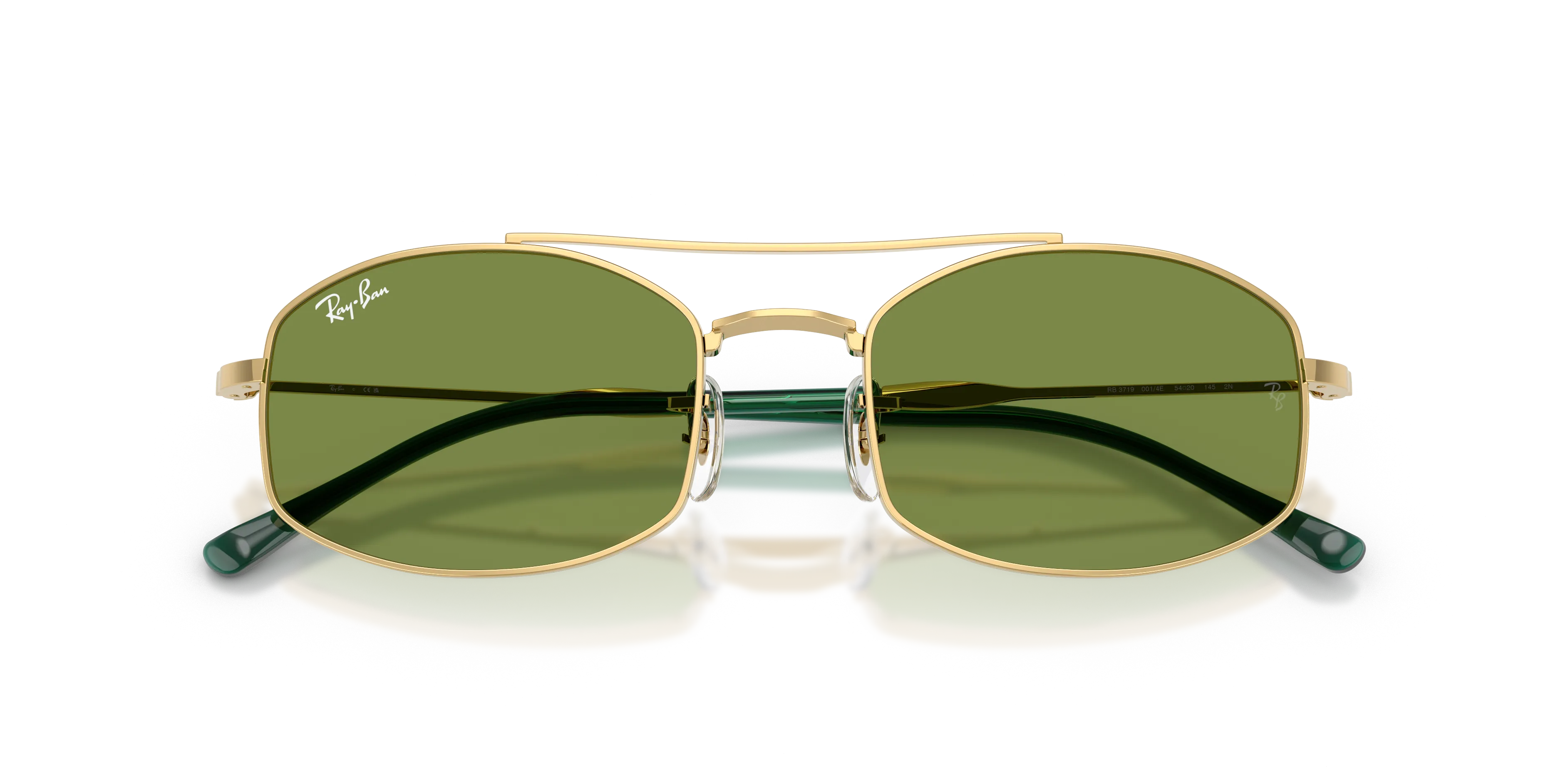 Ray - Ban RB3719 001/4E Occhiali da sole Metallo Oro Verde Rotonda Normale - immagine 2