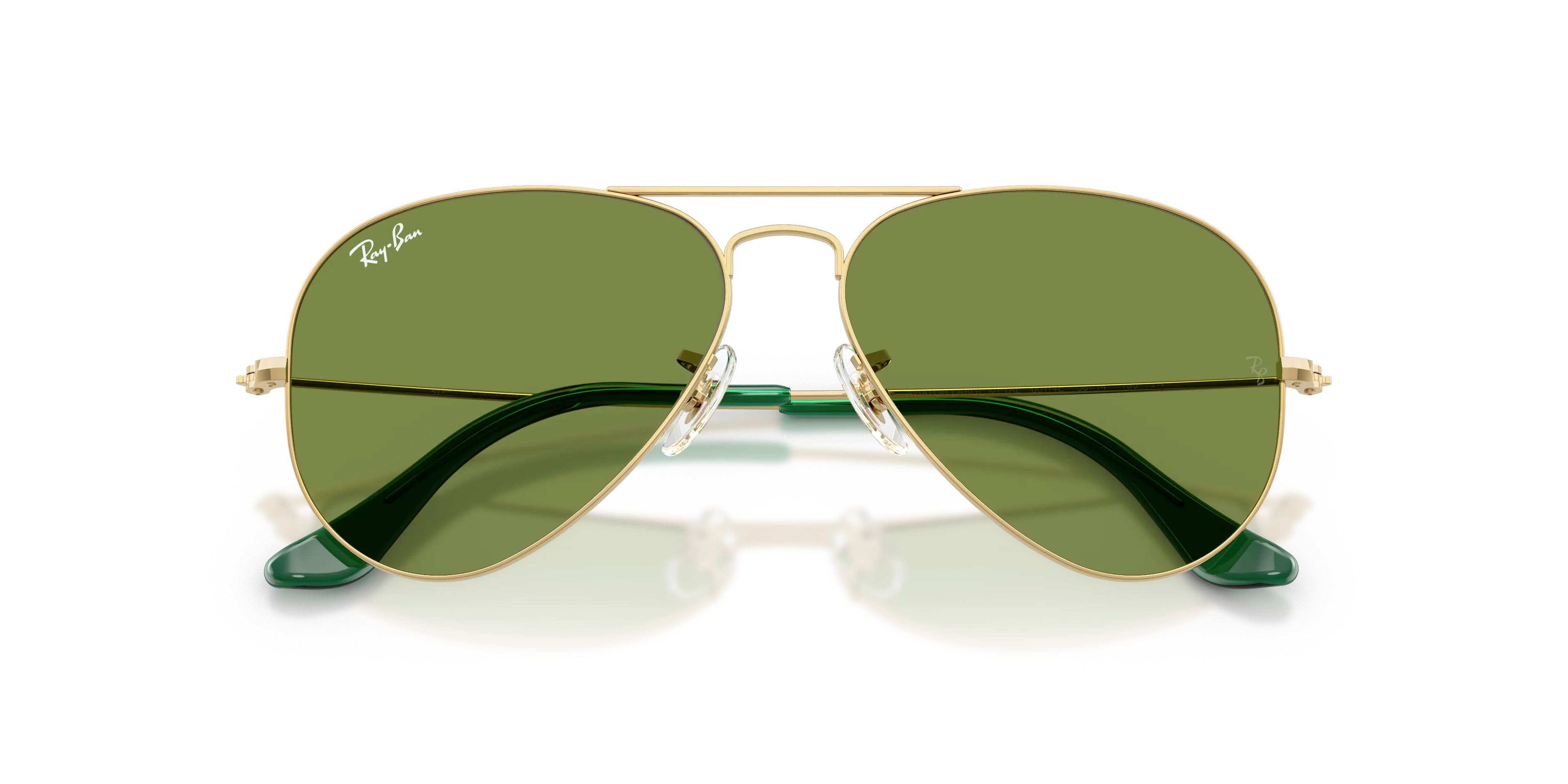 Ray - Ban RB3025 AVIATOR 001/4E Occhiali da sole Metallo Oro Verde Pilot Normale - immagine 2