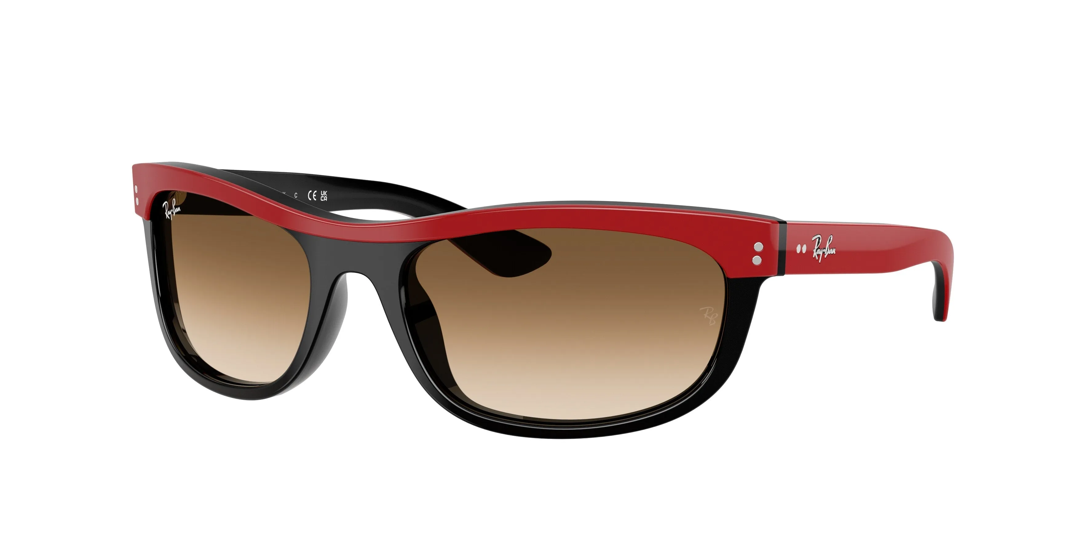 Ray - Ban RB2489 BALORAMA 955/51 Occhiali da sole Acetato Rosso Marrone Squadrata Normale Sfumato - immagine 1
