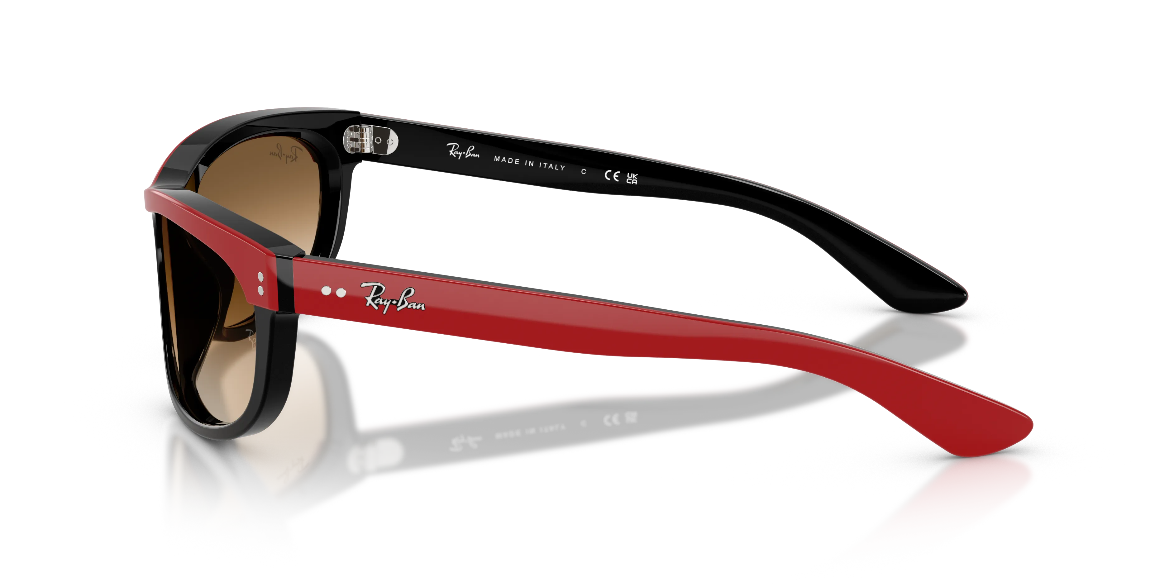 Ray - Ban RB2489 BALORAMA 955/51 Occhiali da sole Acetato Rosso Marrone Squadrata Normale Sfumato - immagine 4