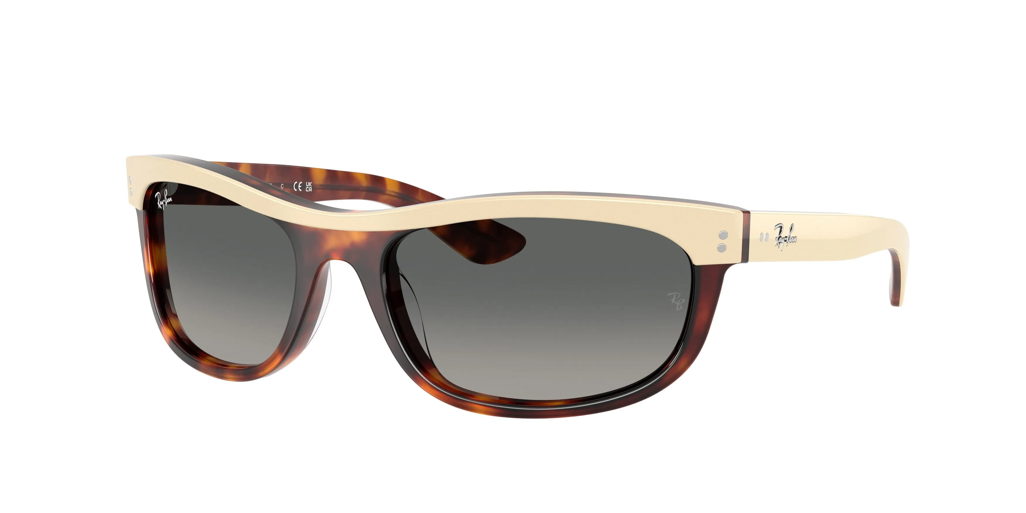 Ray - Ban RB2489 BALORAMA 144371 Occhiali da sole Acetato Beige Grigio Squadrata Normale Sfumato - immagine 1
