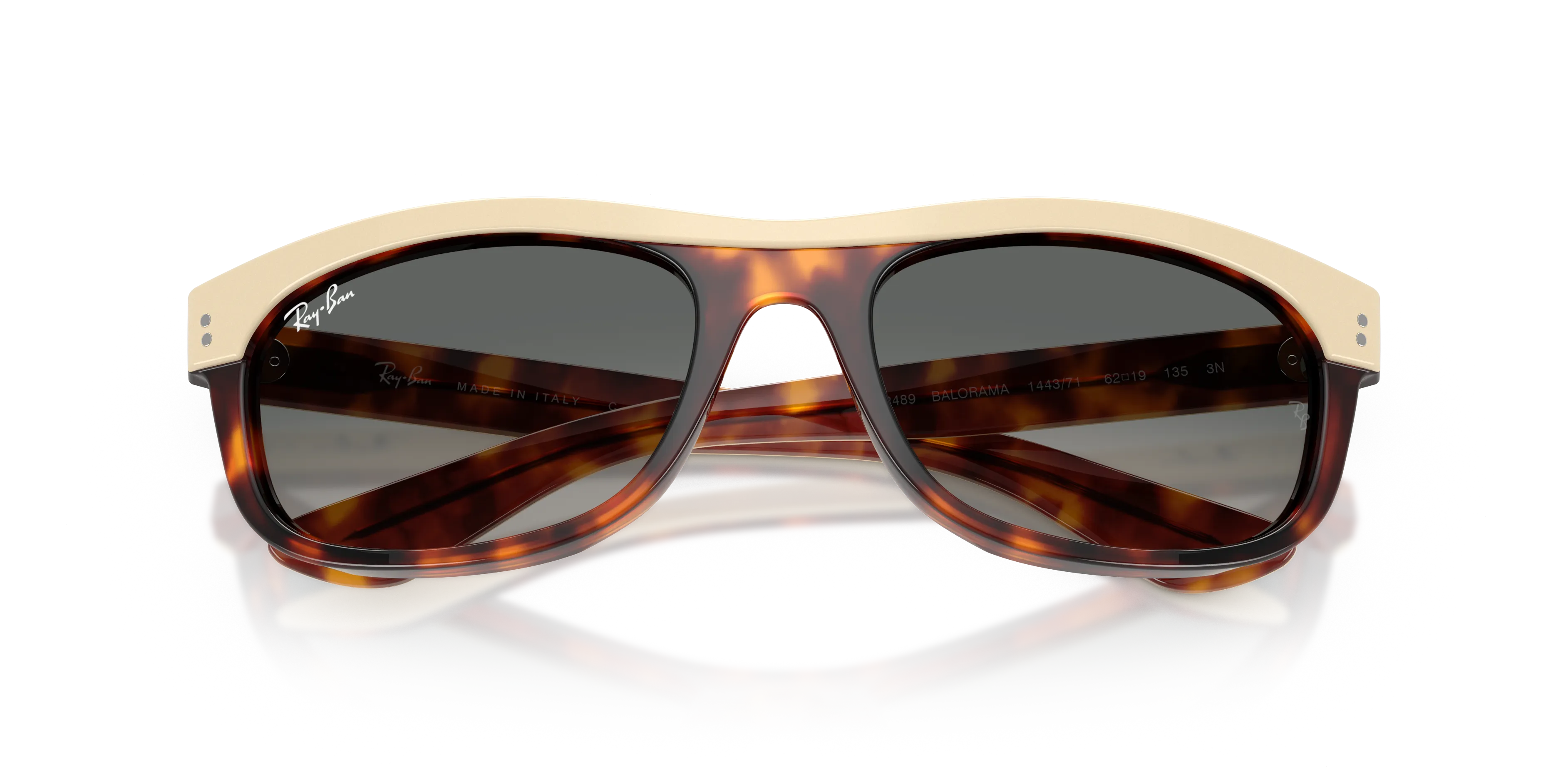 Ray - Ban RB2489 BALORAMA 144371 Occhiali da sole Acetato Beige Grigio Squadrata Normale Sfumato - immagine 2