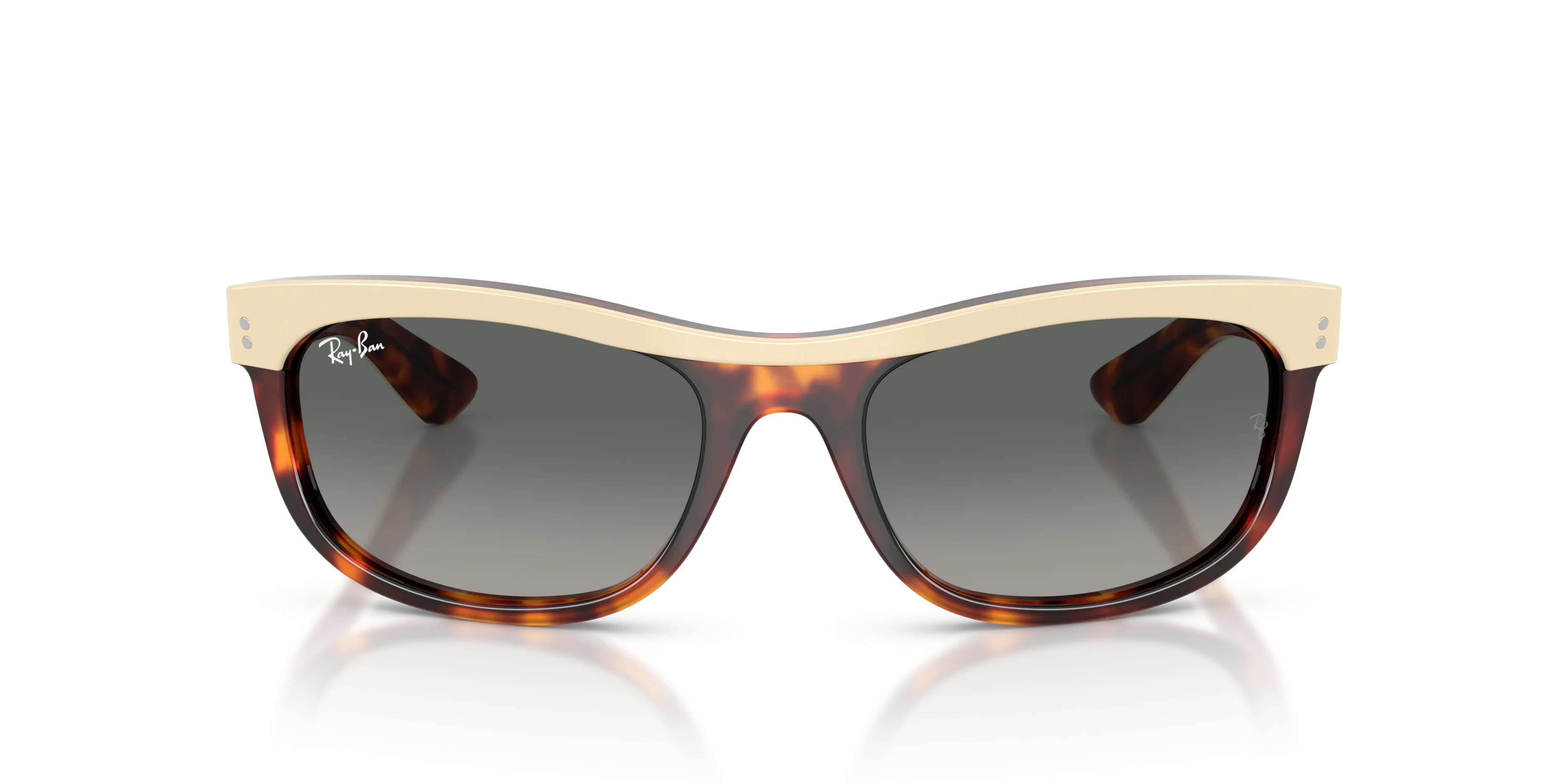 Ray - Ban RB2489 BALORAMA 144371 Occhiali da sole Acetato Beige Grigio Squadrata Normale Sfumato - immagine 3
