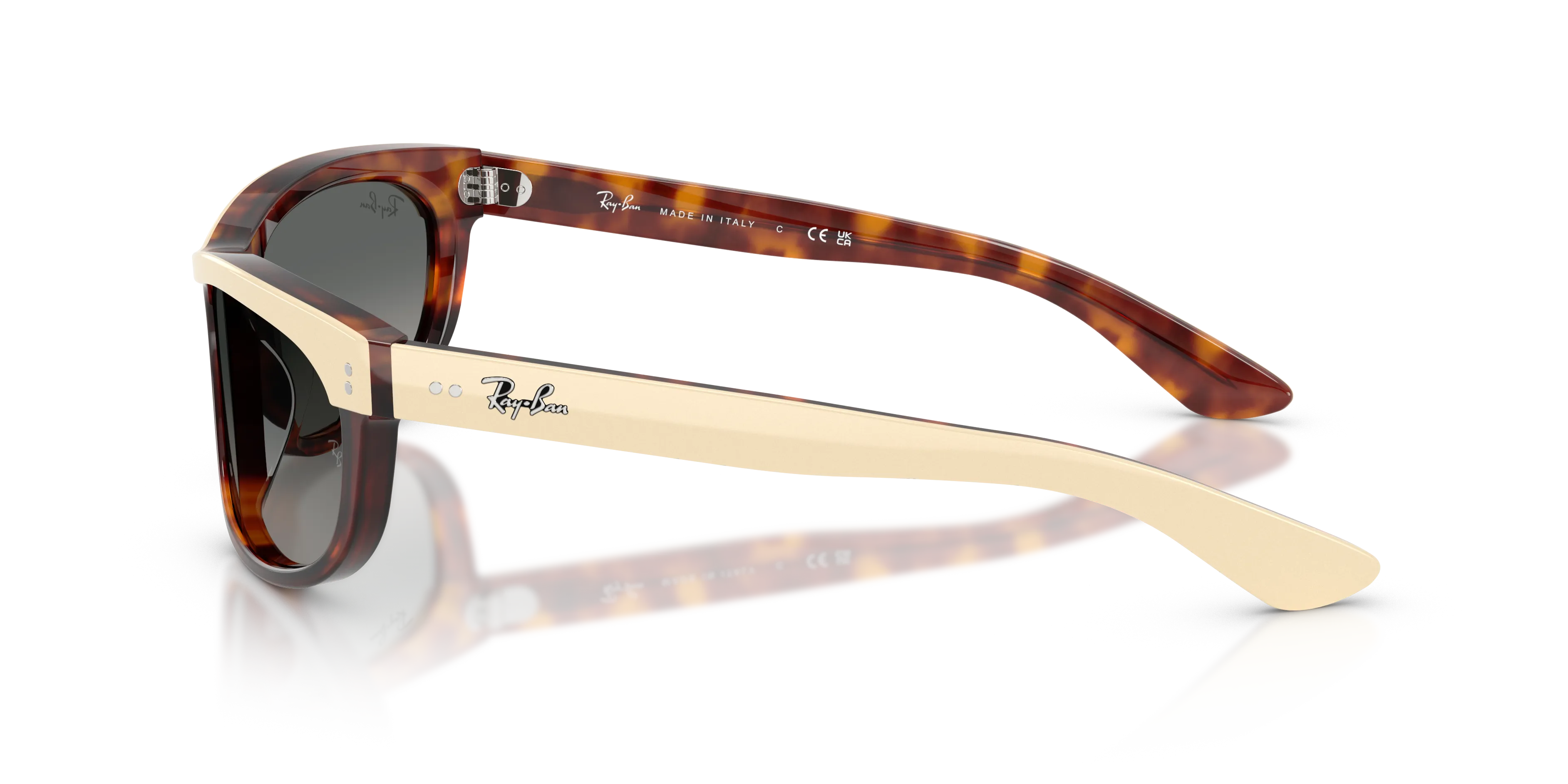 Ray - Ban RB2489 BALORAMA 144371 Occhiali da sole Acetato Beige Grigio Squadrata Normale Sfumato - immagine 4