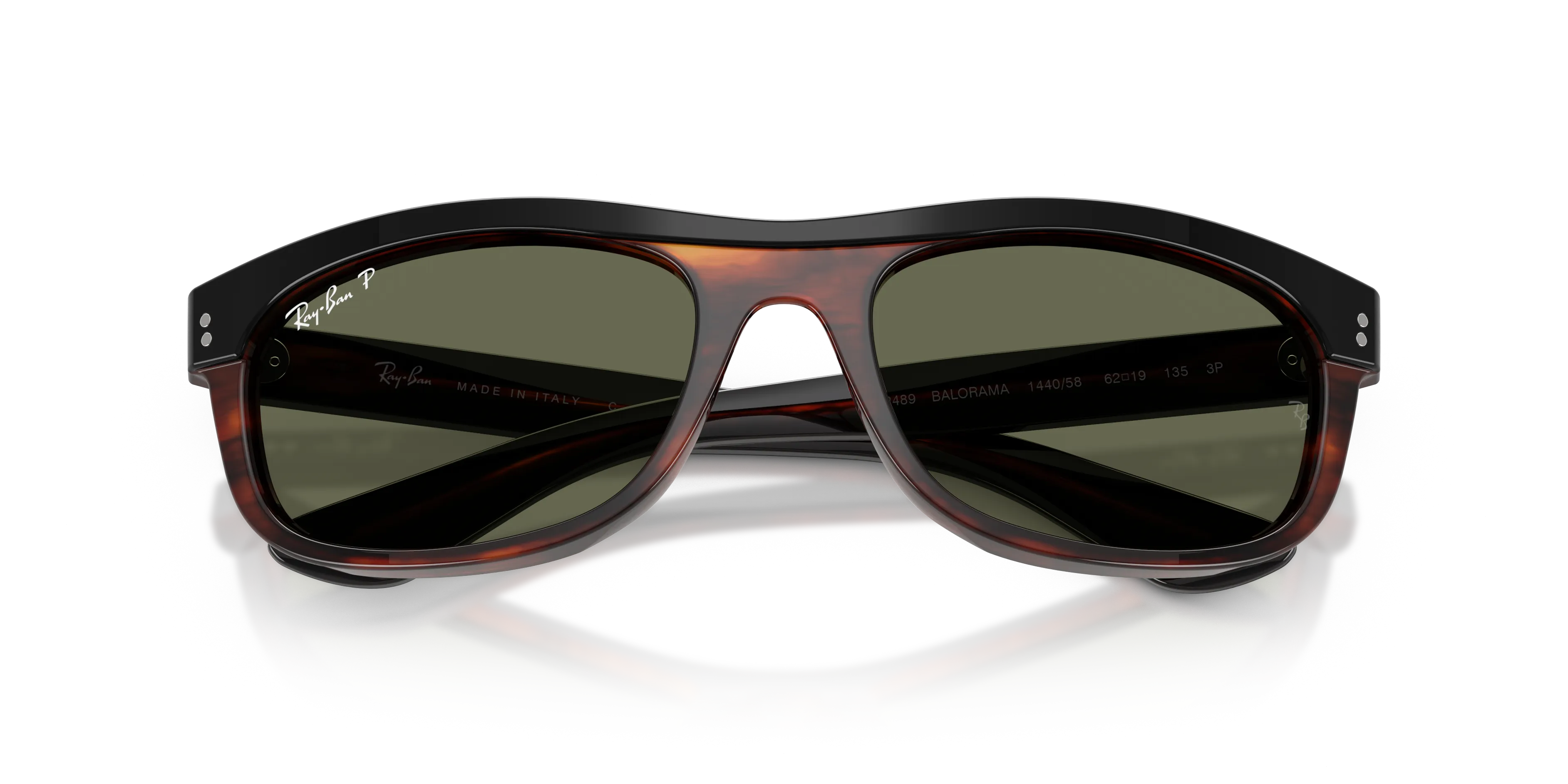Ray - Ban RB2489 BALORAMA 144058 Occhiali da sole Acetato Nero Verde Squadrata Polarizzata - immagine 2
