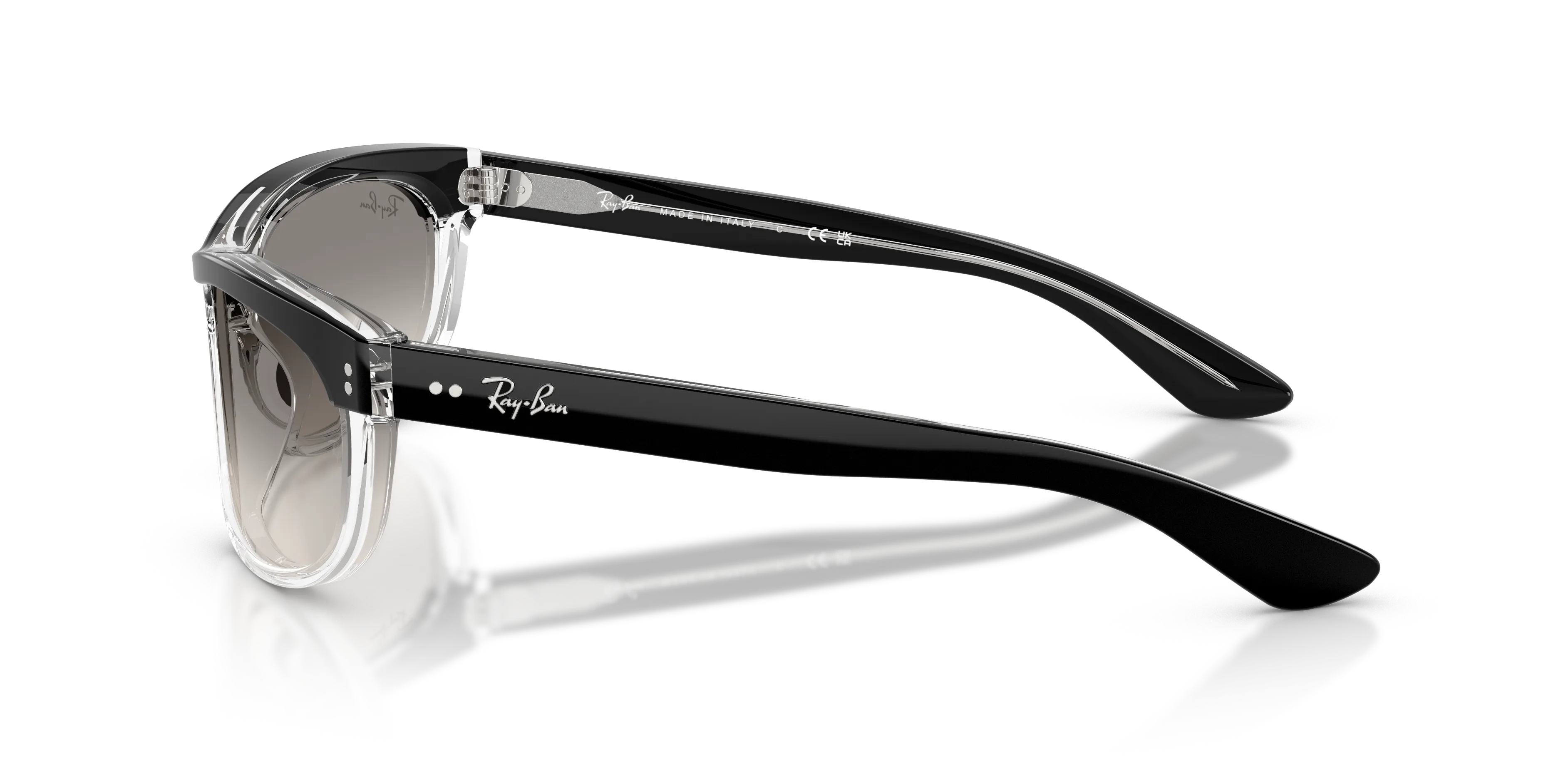 Ray - Ban RB2489 BALORAMA 129432 Occhiali da sole Acetato Nero Grigio Squadrata Normale Sfumato - immagine 4