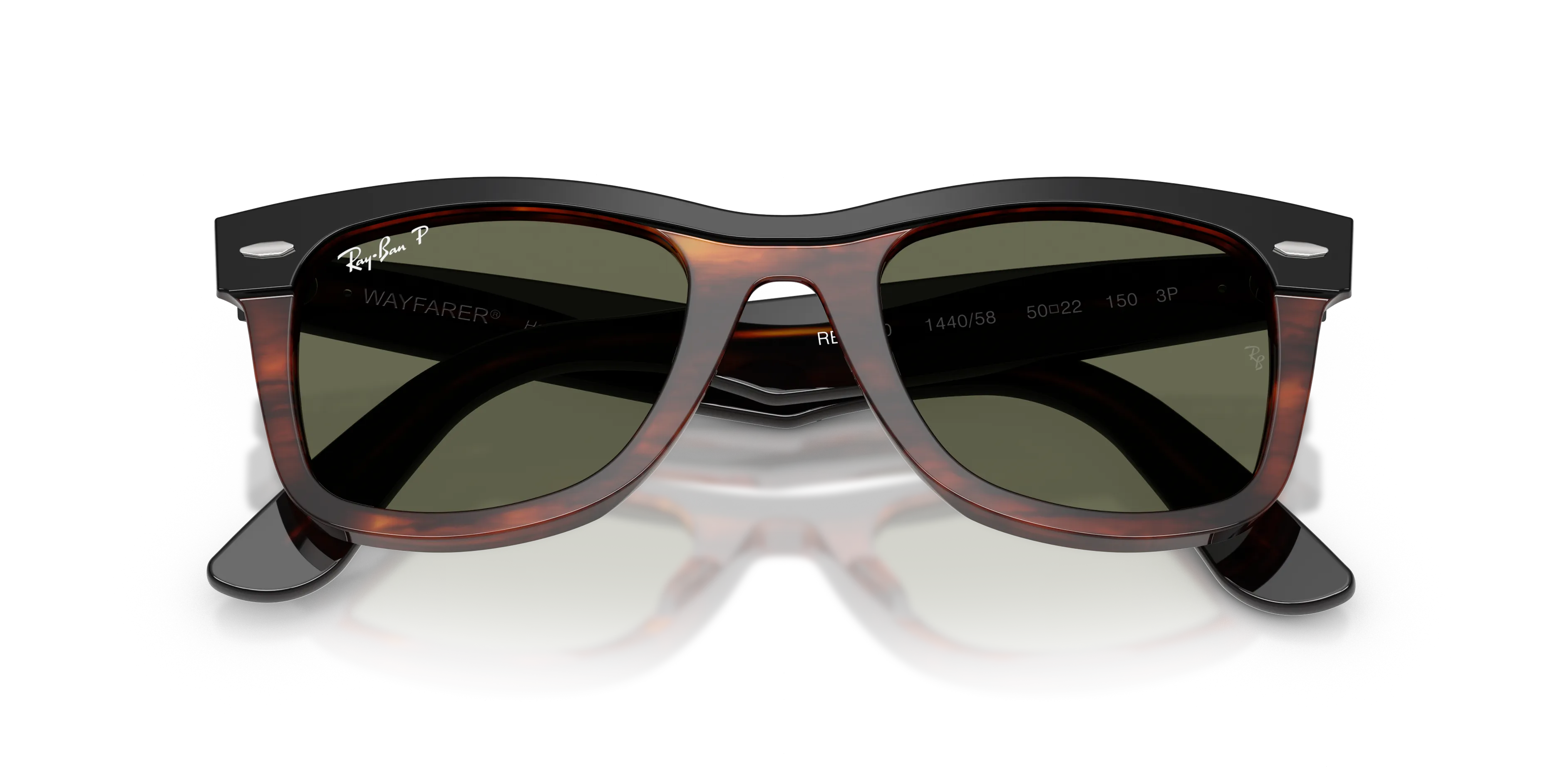 Ray - Ban RB2240 WAYFARER 144058 Occhiali da sole Acetato Nero Verde Squadrata Polarizzata - immagine 2