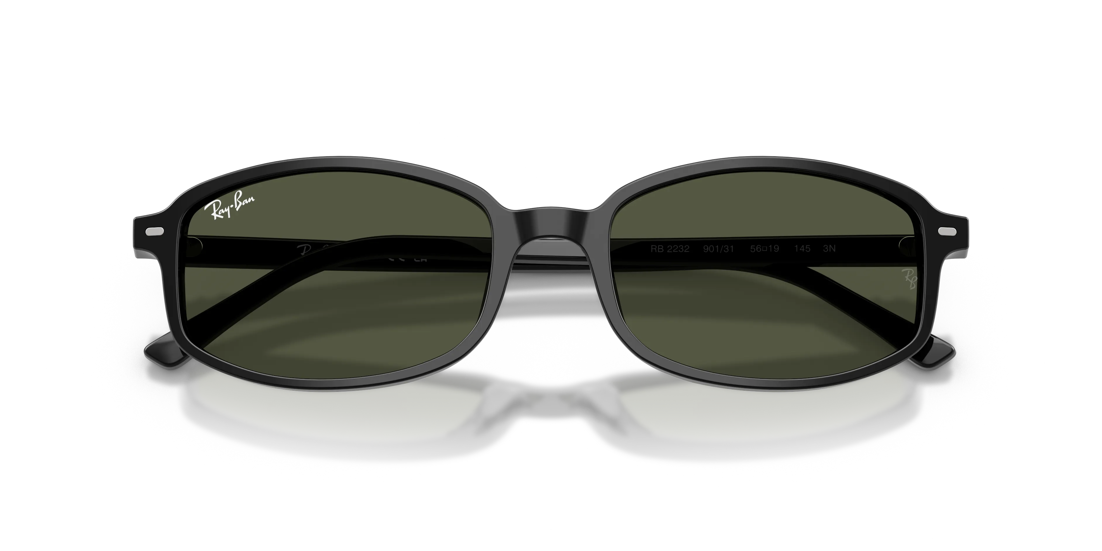 Ray - Ban RB2232 901/31 Occhiali da sole Acetato Nero Verde Geometrica Normale - immagine 2
