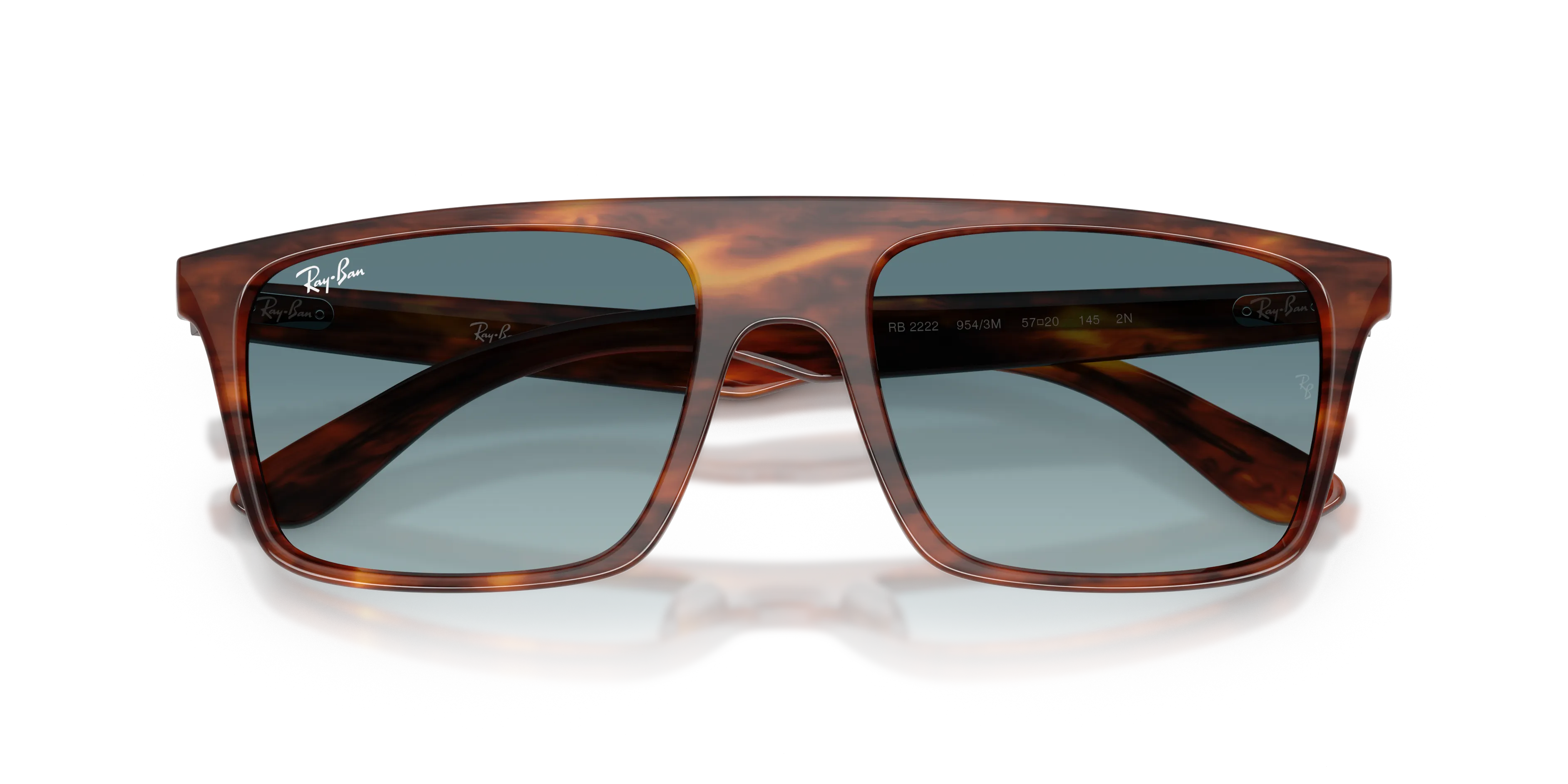 Ray - Ban RB2222 954/3M Occhiali da sole Acetato Marrone Squadrata Normale Sfumato - immagine 2