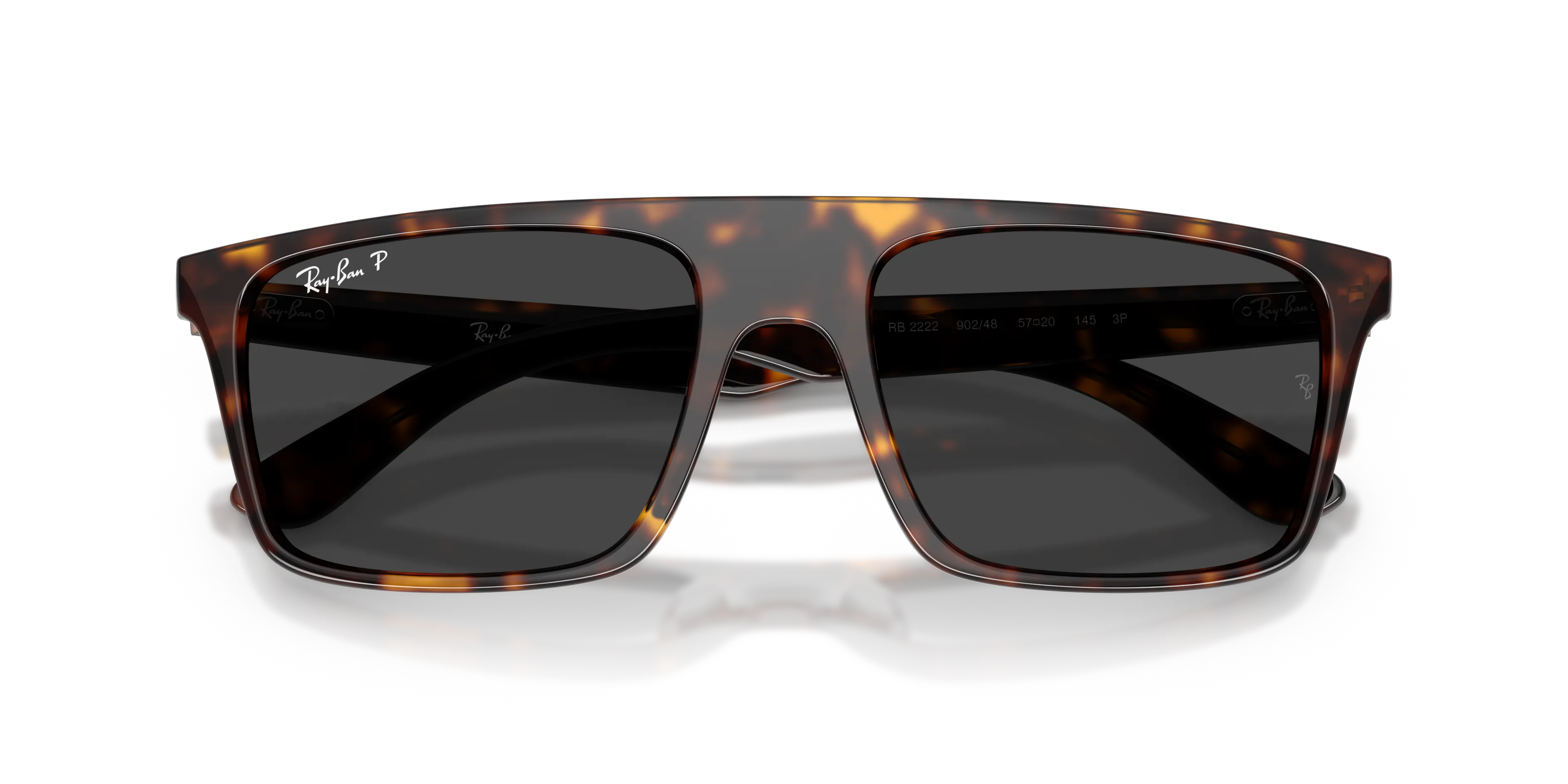 Ray - Ban RB2222 902/48 Occhiali da sole Acetato Tartaruga Grigio Squadrata Polarizzata - immagine 2