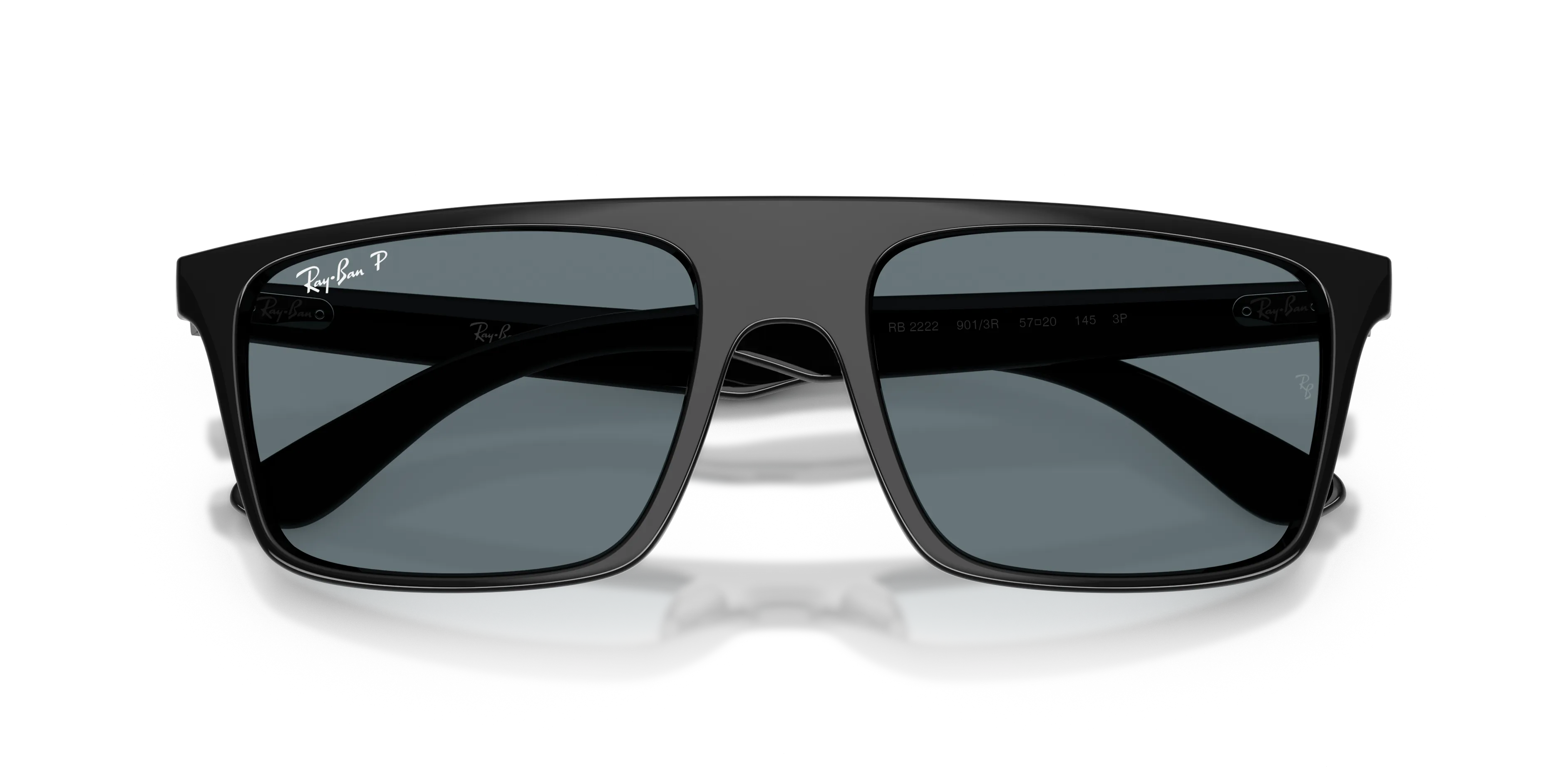 Ray - Ban RB2222 901/3R Occhiali da sole Acetato Nero Blu Squadrata Polarizzata - immagine 2
