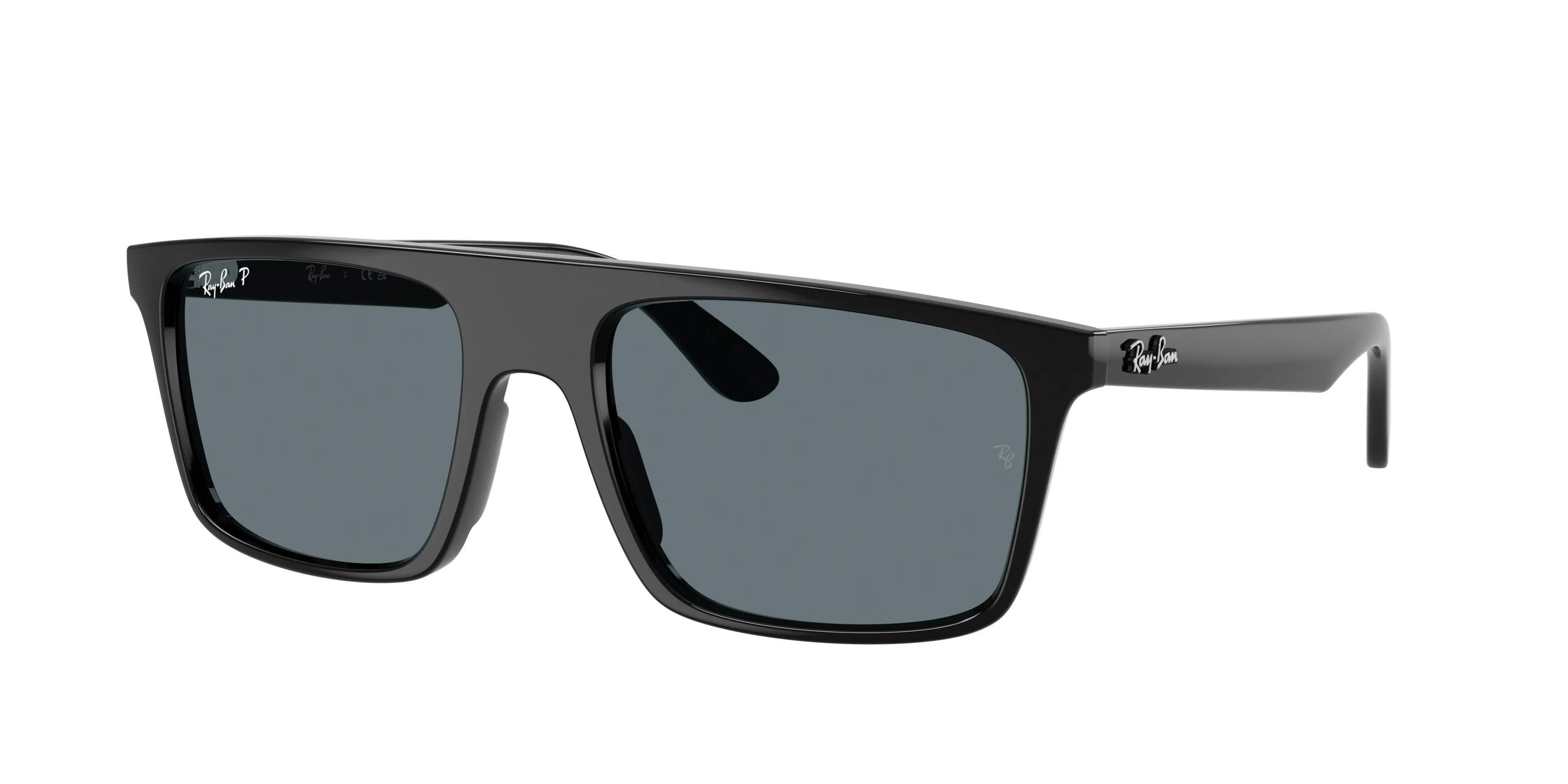 Ray - Ban RB2222 901/3R Occhiali da sole Acetato Nero Blu Squadrata Polarizzata - immagine 1