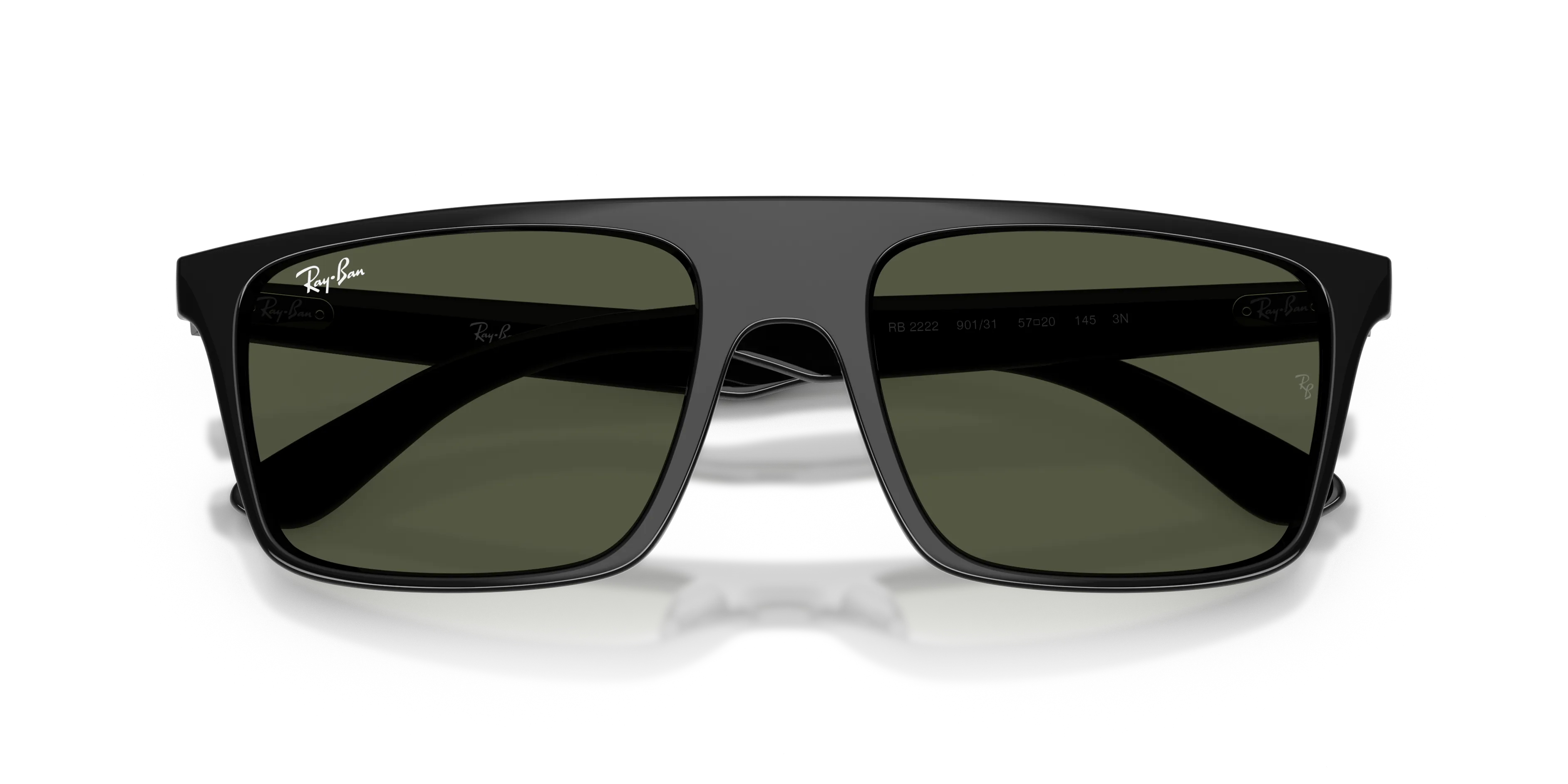 Ray - Ban RB2222 901/31 Occhiali da sole Acetato Nero Verde Squadrata Normale - immagine 2