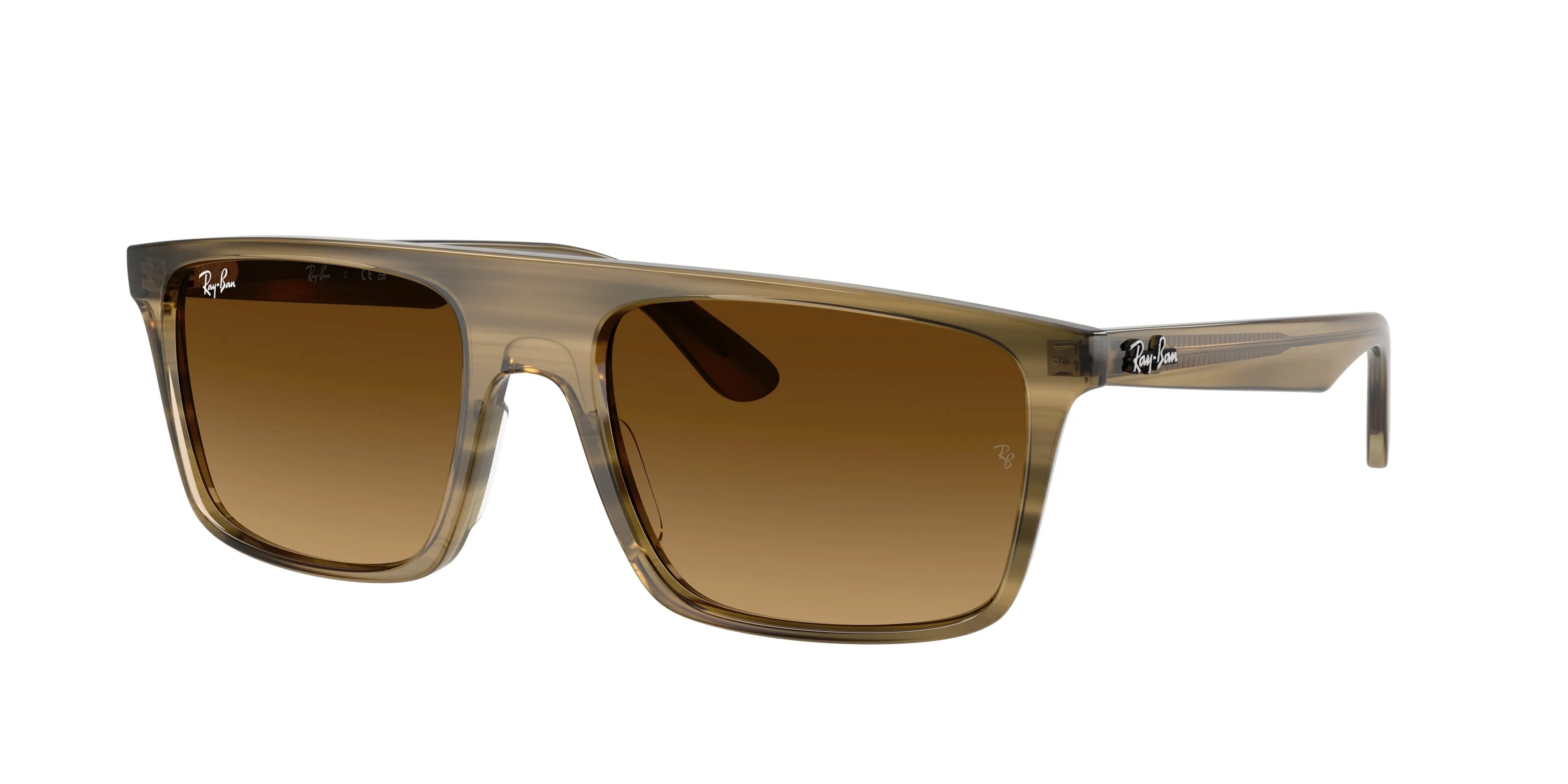 Ray - Ban RB2222 143985 Occhiali da sole Acetato Verde Marrone Squadrata Normale Sfumato - immagine 1