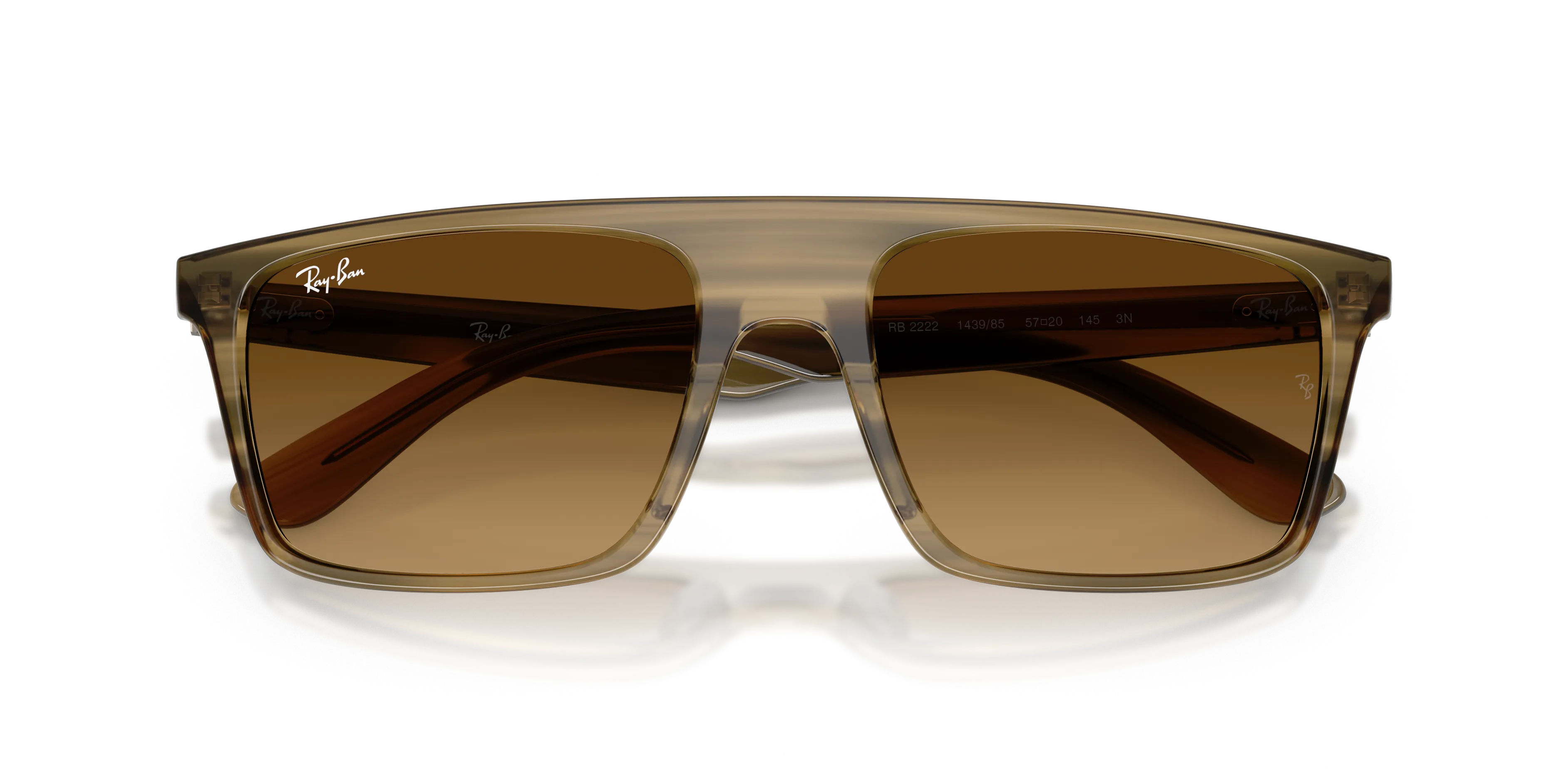 Ray - Ban RB2222 143985 Occhiali da sole Acetato Verde Marrone Squadrata Normale Sfumato - immagine 2