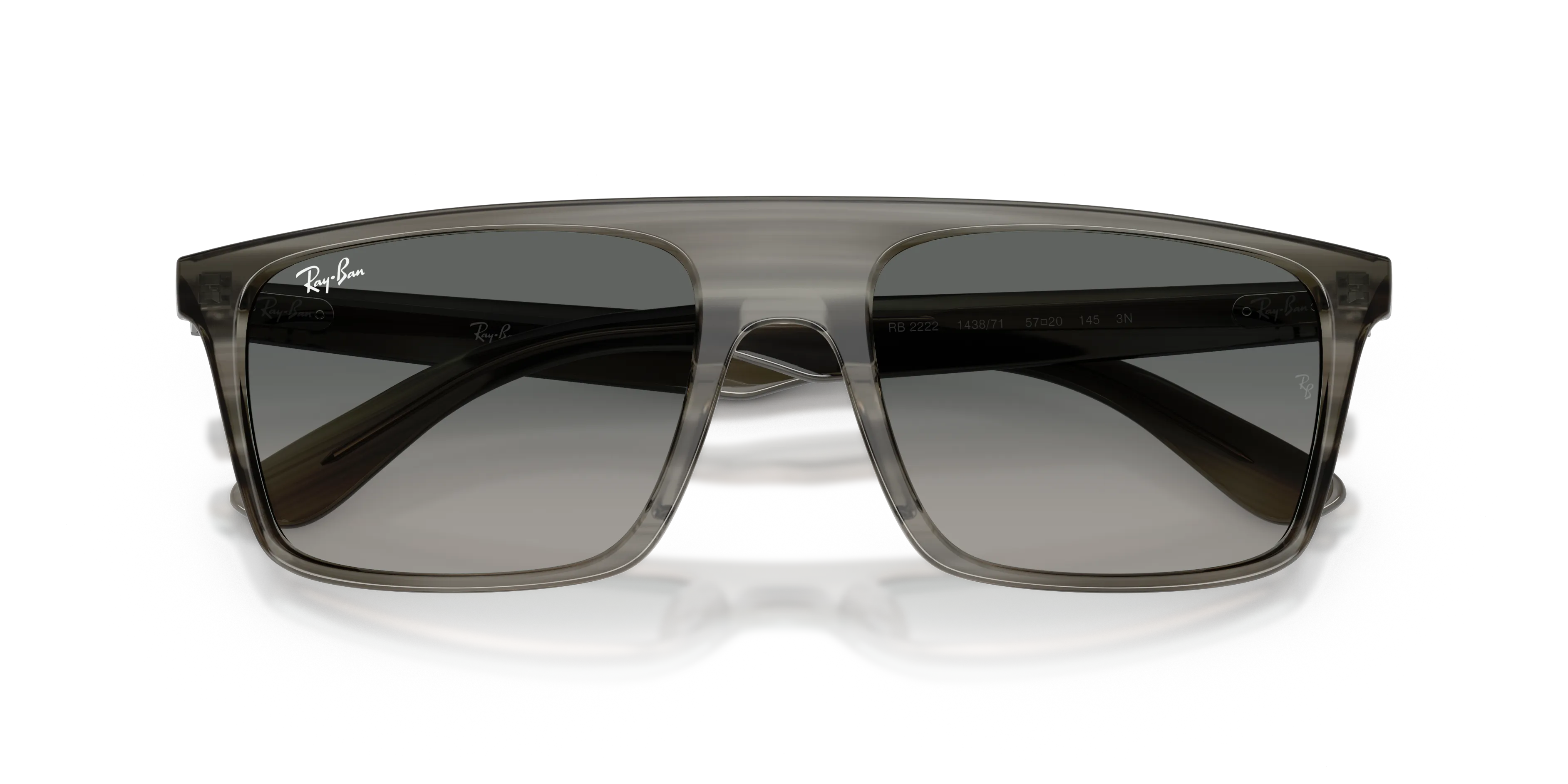 Ray - Ban RB2222 143871 Occhiali da sole Acetato Grigio Grigio Squadrata Normale Sfumato - immagine 2