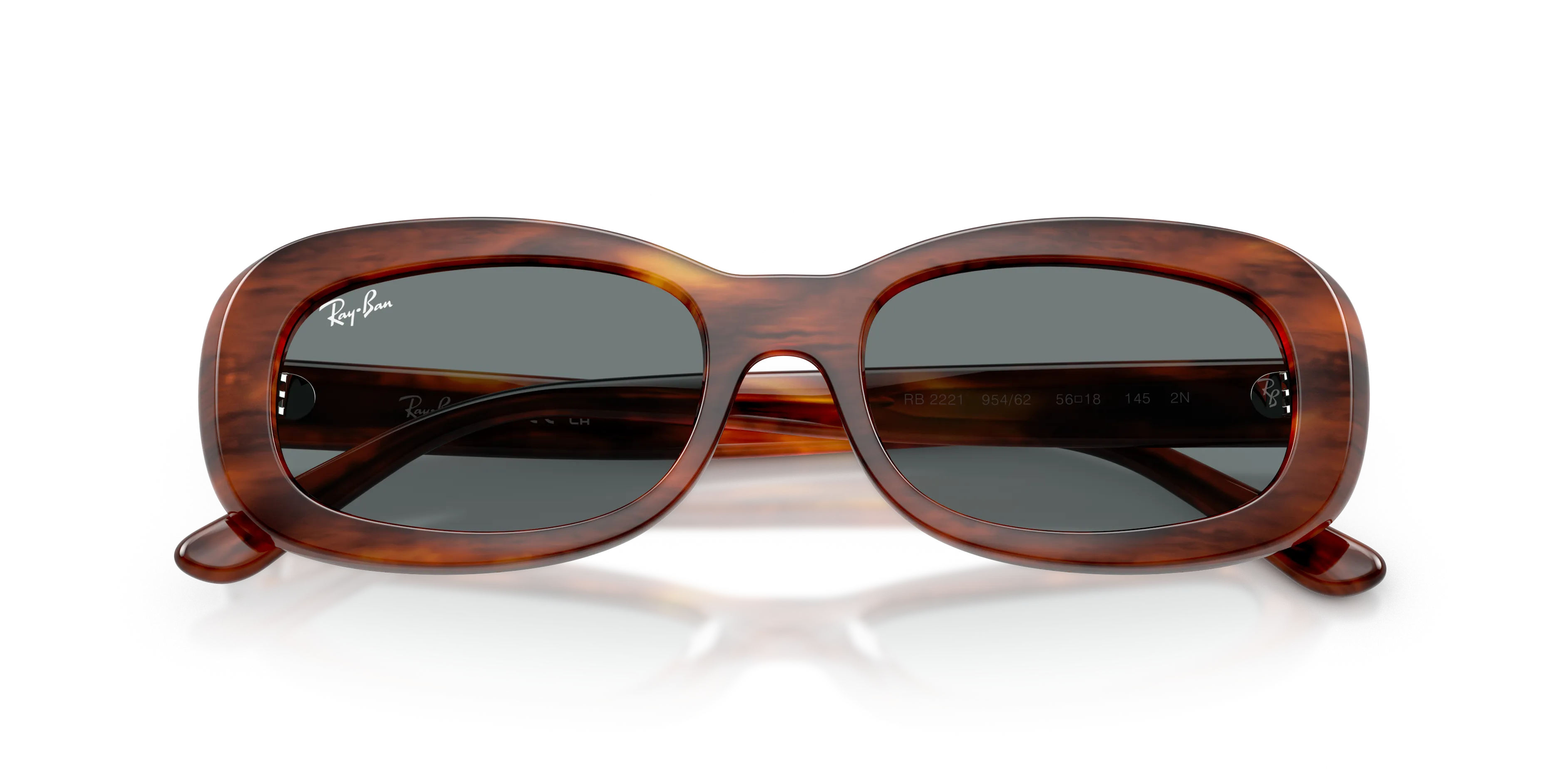 Ray - Ban RB2221 954/62 Occhiali da sole Acetato Marrone Blu Rotonda Normale - immagine 2